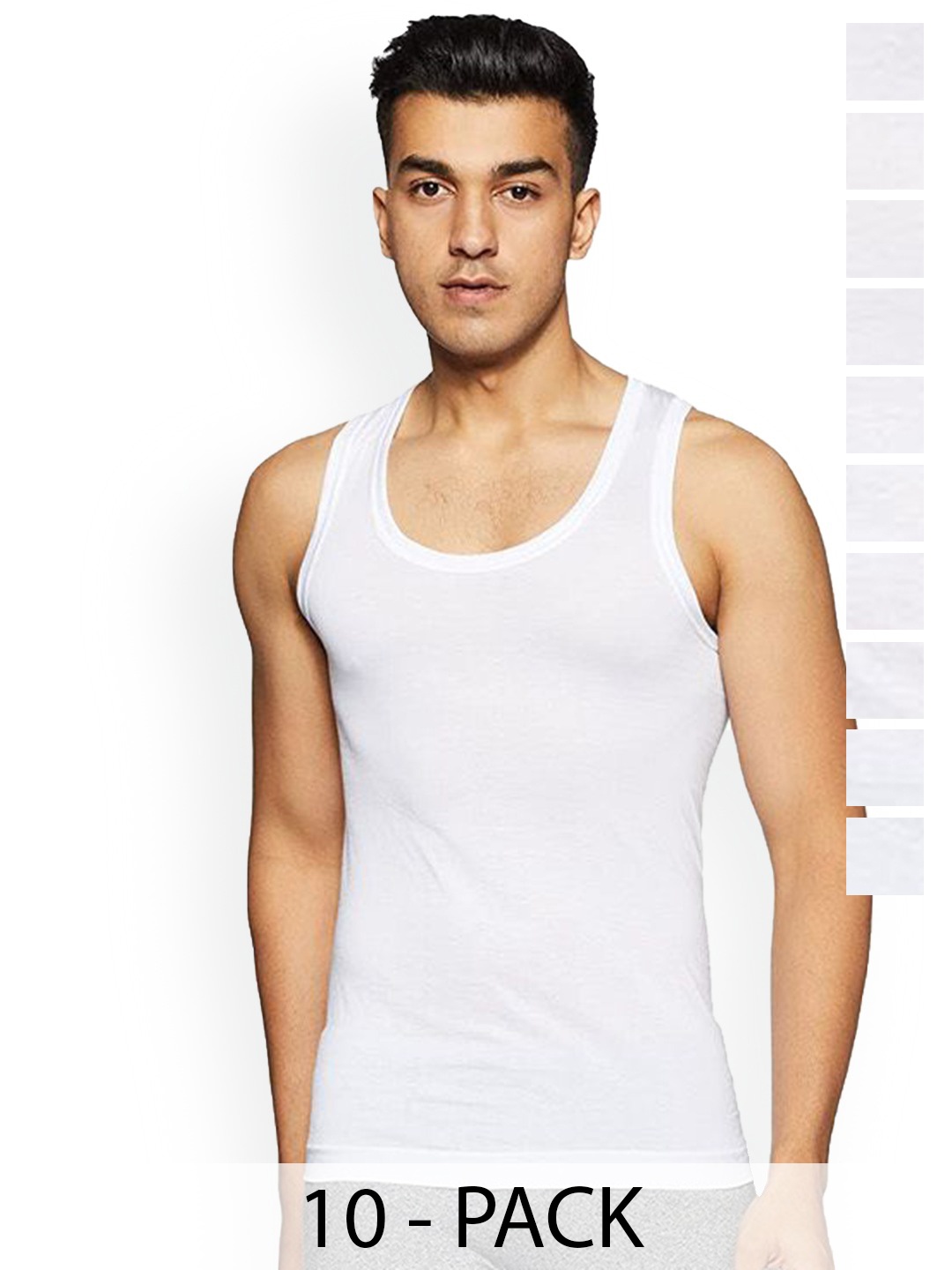 

Rupa Pack Of 10 Pure Cotton Innerwear Vests Frontline-Air-Whit-RN-10-85, White