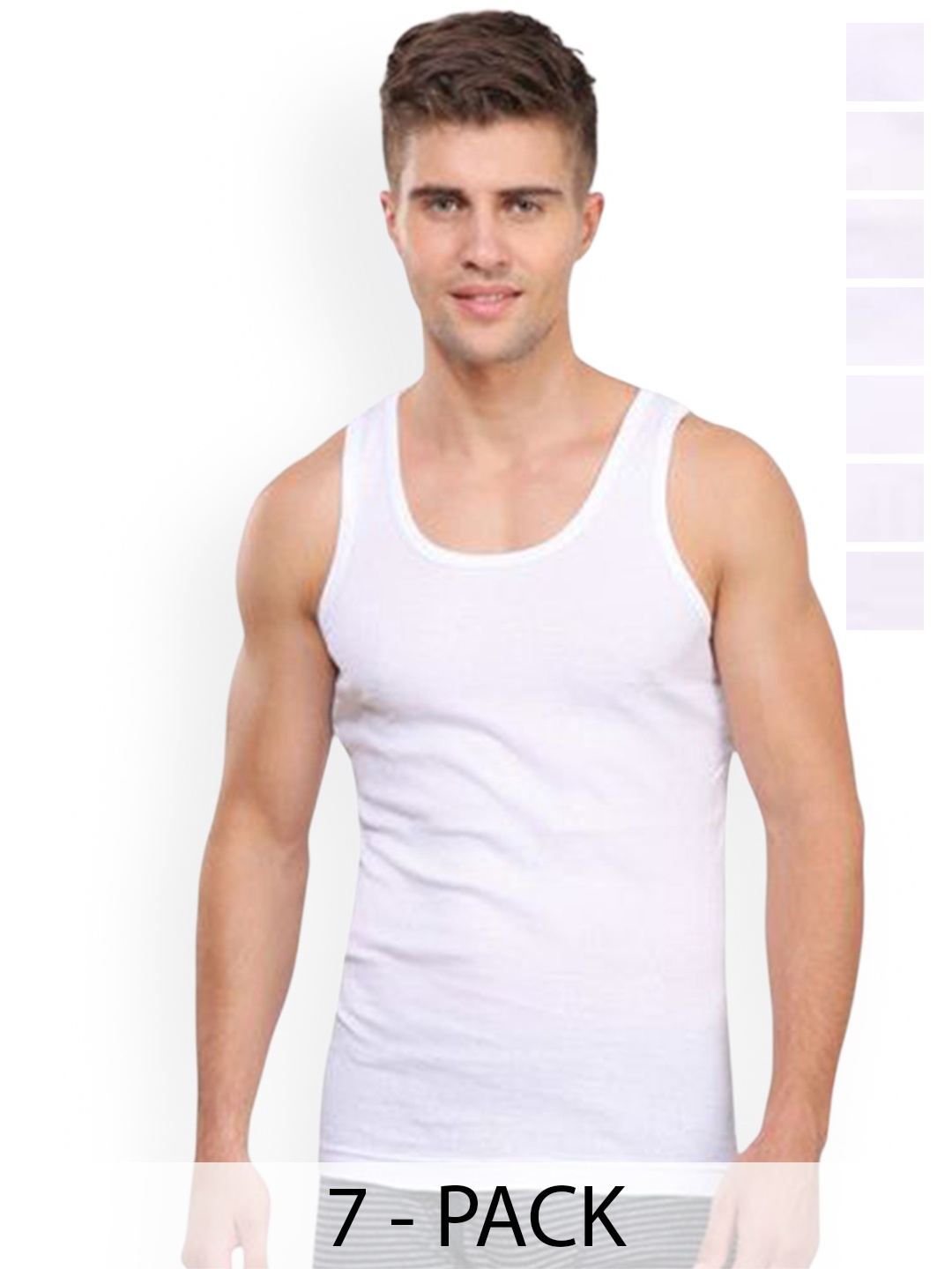 

Rupa Set Of 7 Cotton Undershirt Vests Frontline-Rib-White-RN-7-90