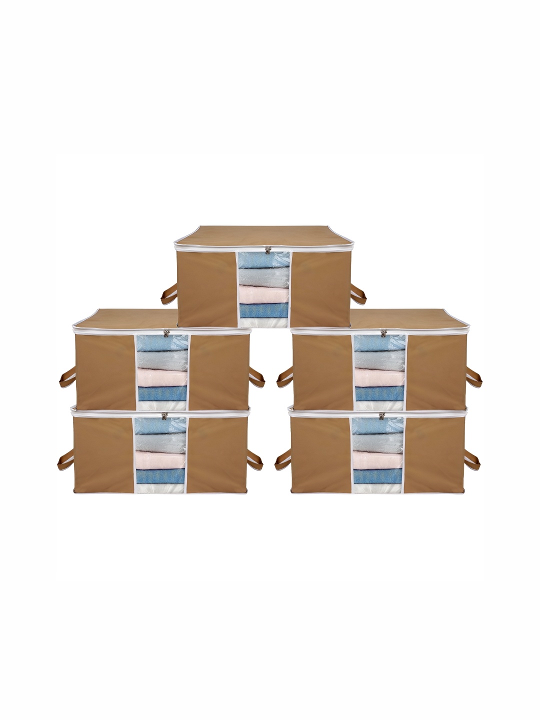 

ANKIT INTERNATIONAL Beige Set of 5 Super Strong Multi-Utility Organisers