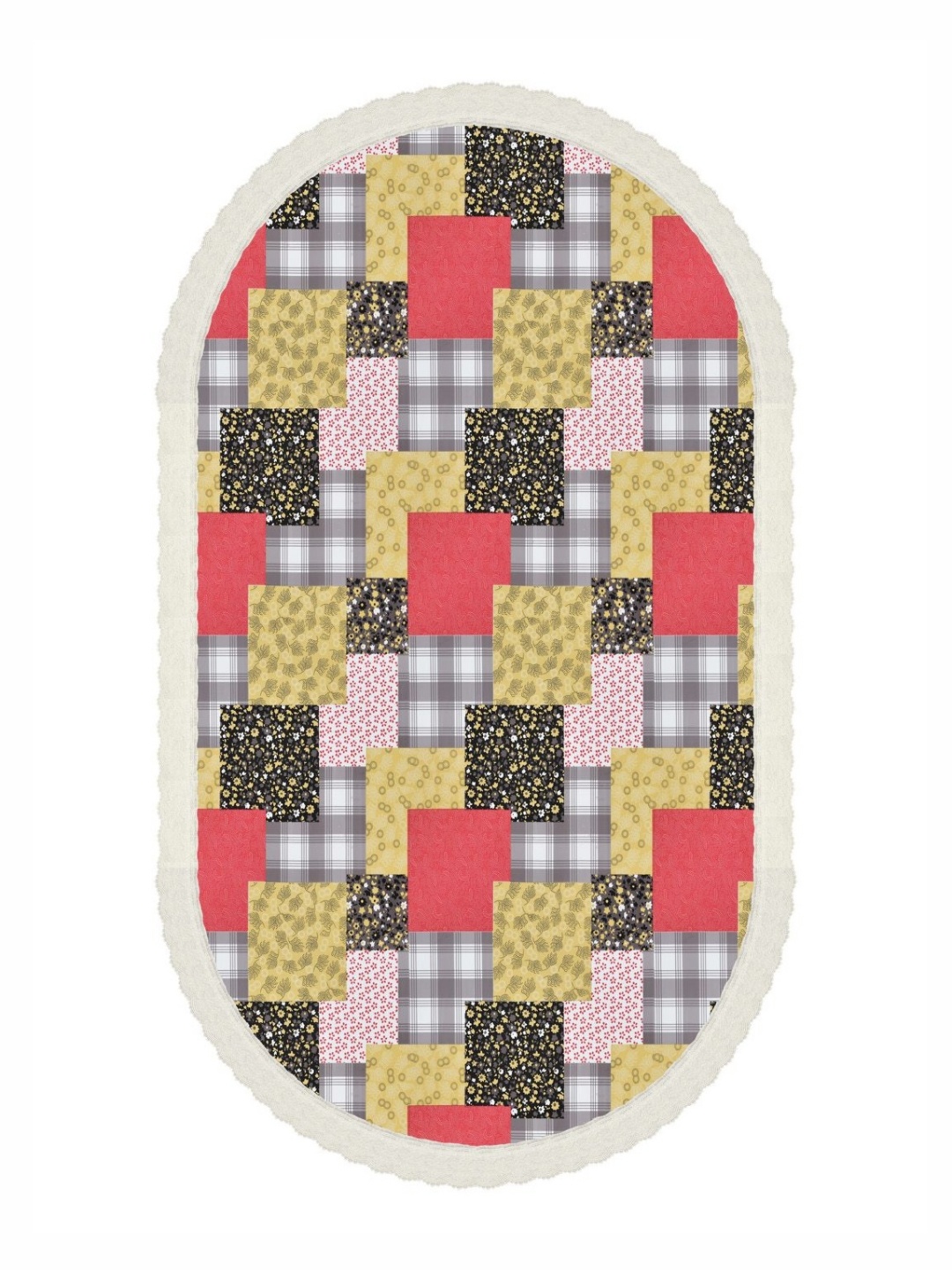 

Clasiko Black & White 6 Seater Floral Printed Anti-Slip Oval Table Cover
