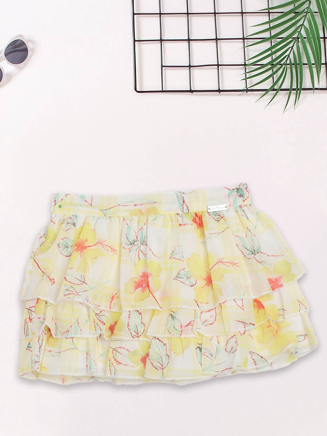 

FOREVER FRIDAY Girls Floral Printed Layered Skirt, Yellow