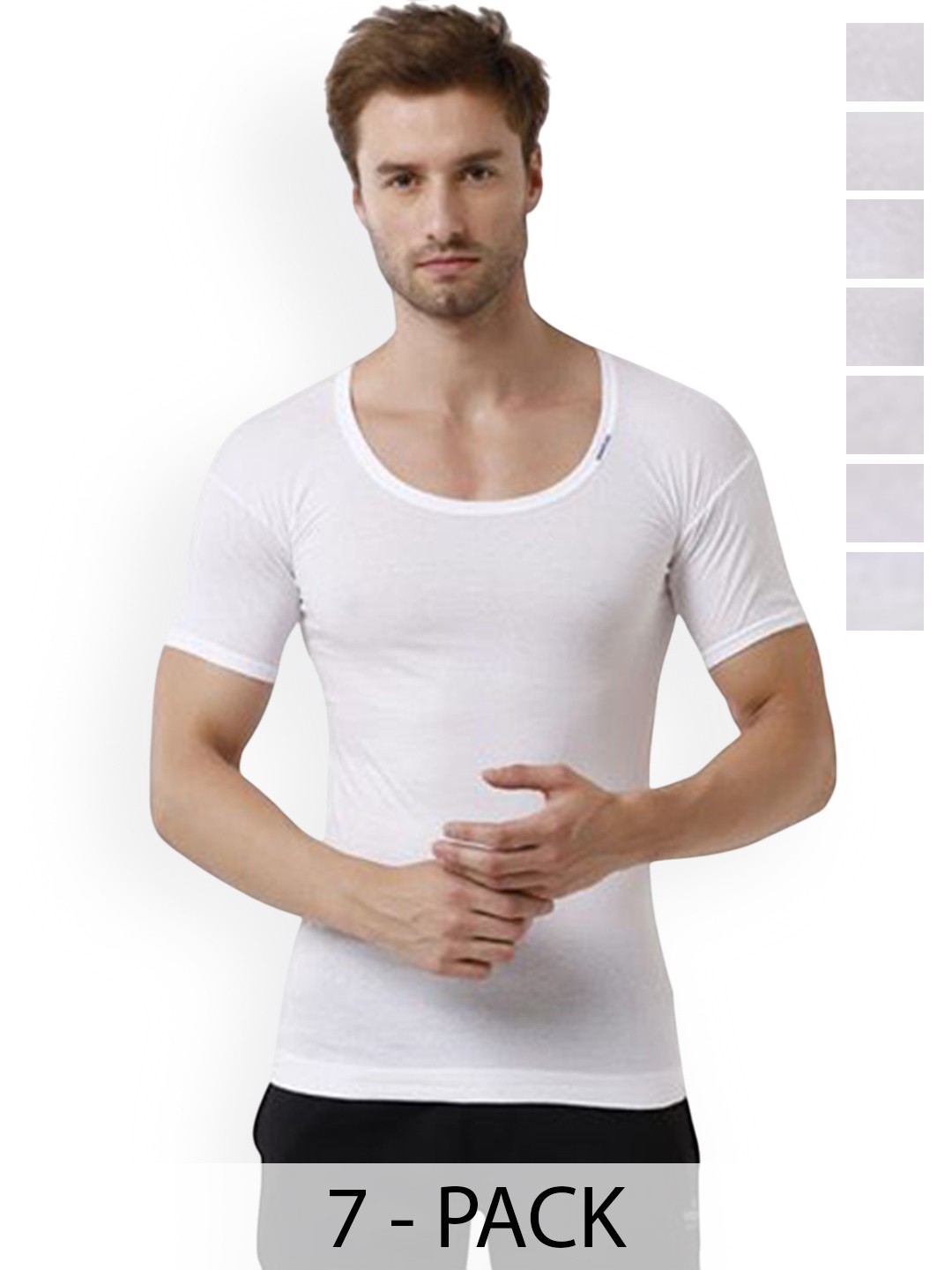 

Rupa Pack Of 8 Pure Cotton Innerwear Vests Frontline-White-Vest-RNS-8-100