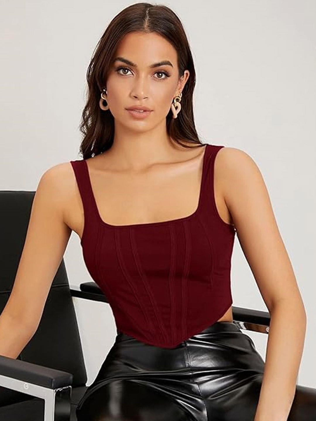 

WESTCHIC Crepe Crop Top, Maroon
