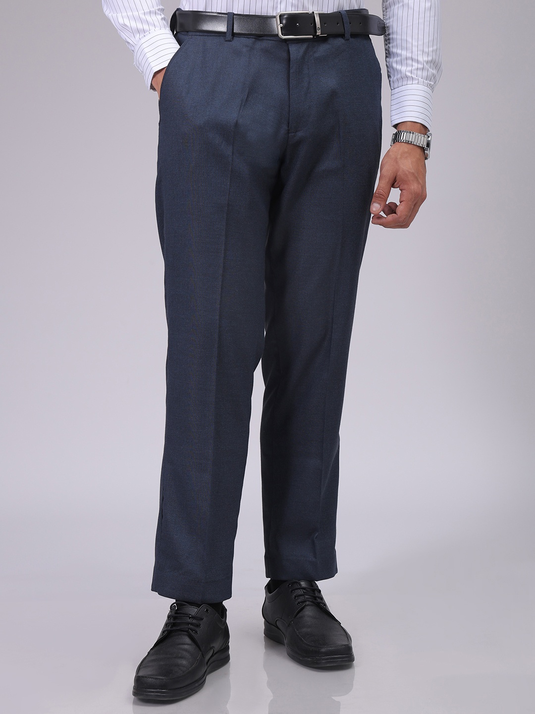 

The Indian Garage Co. X Luxe Men Formal Trousers, Navy blue