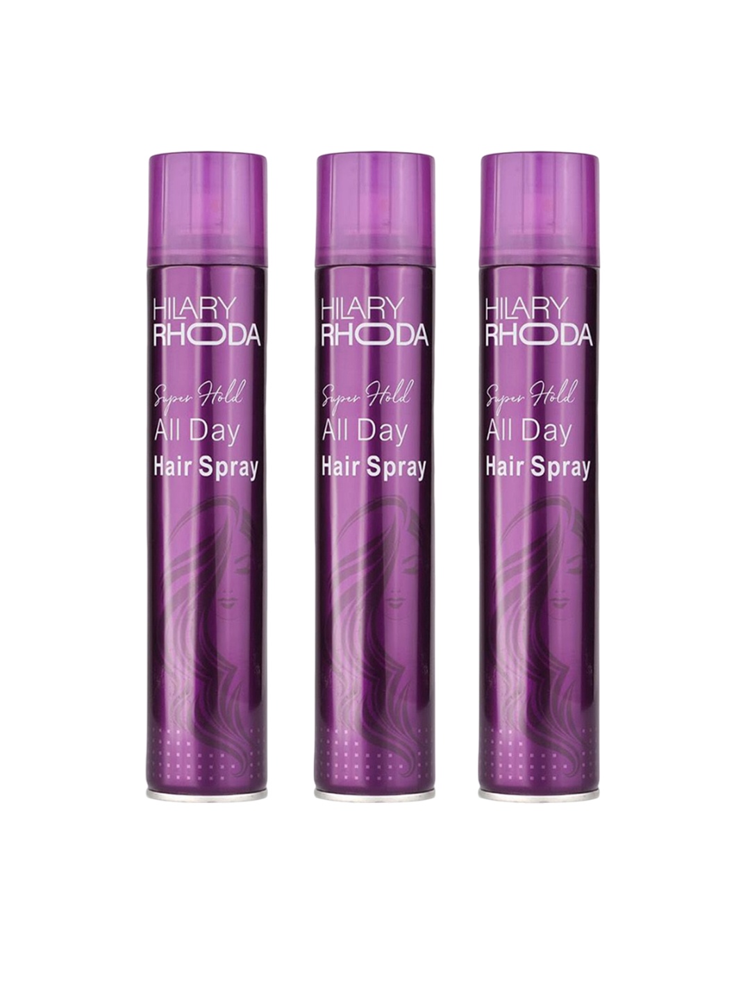 

Hilary Rhoda Set Of 3 Super Hold All Day Hair Spray - 140 ml Each, Transparent