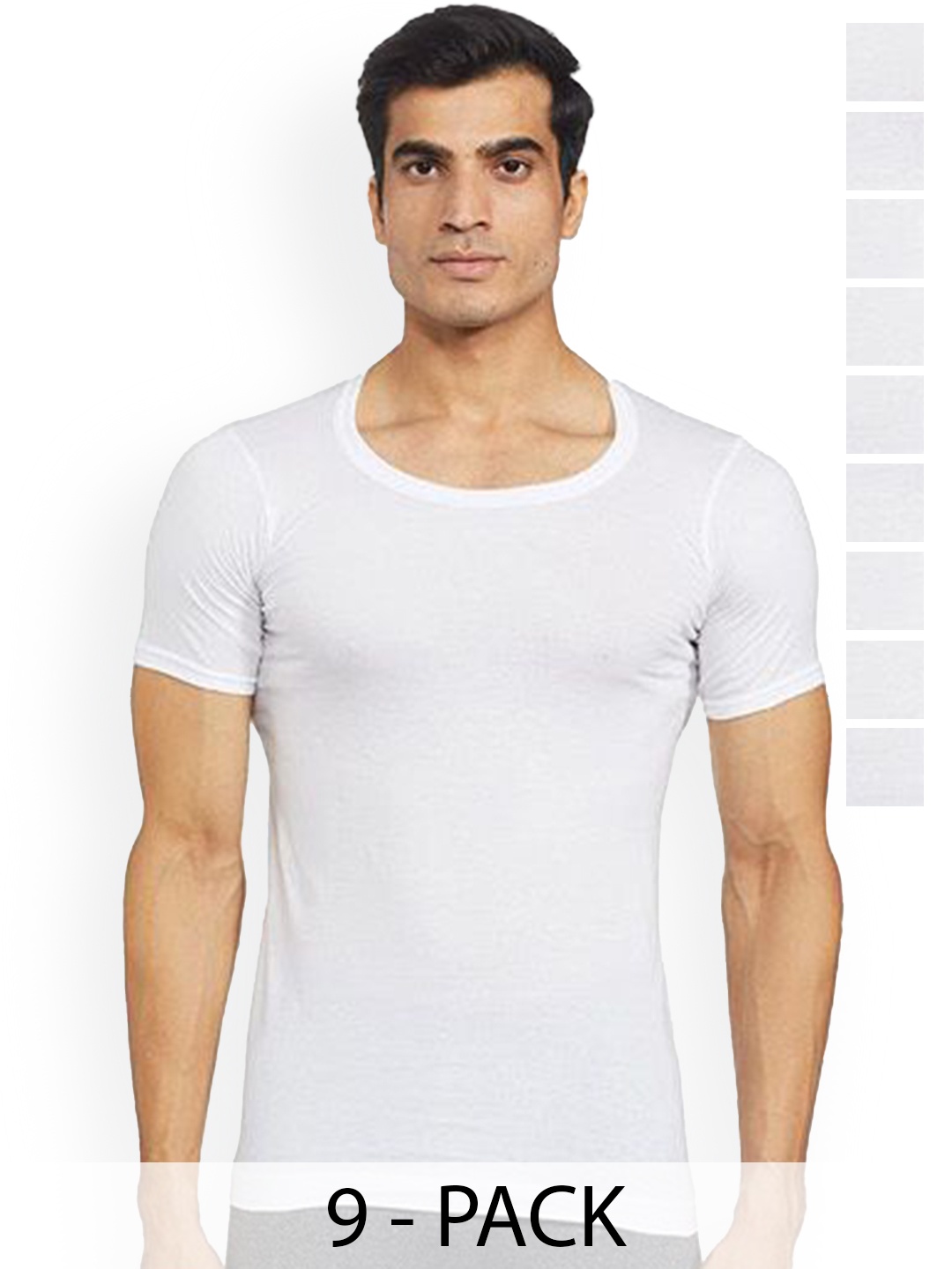 

Rupa Pack Of 9 Cotton Undershirt Vests Frontline-Sky-White-RNS-9-90
