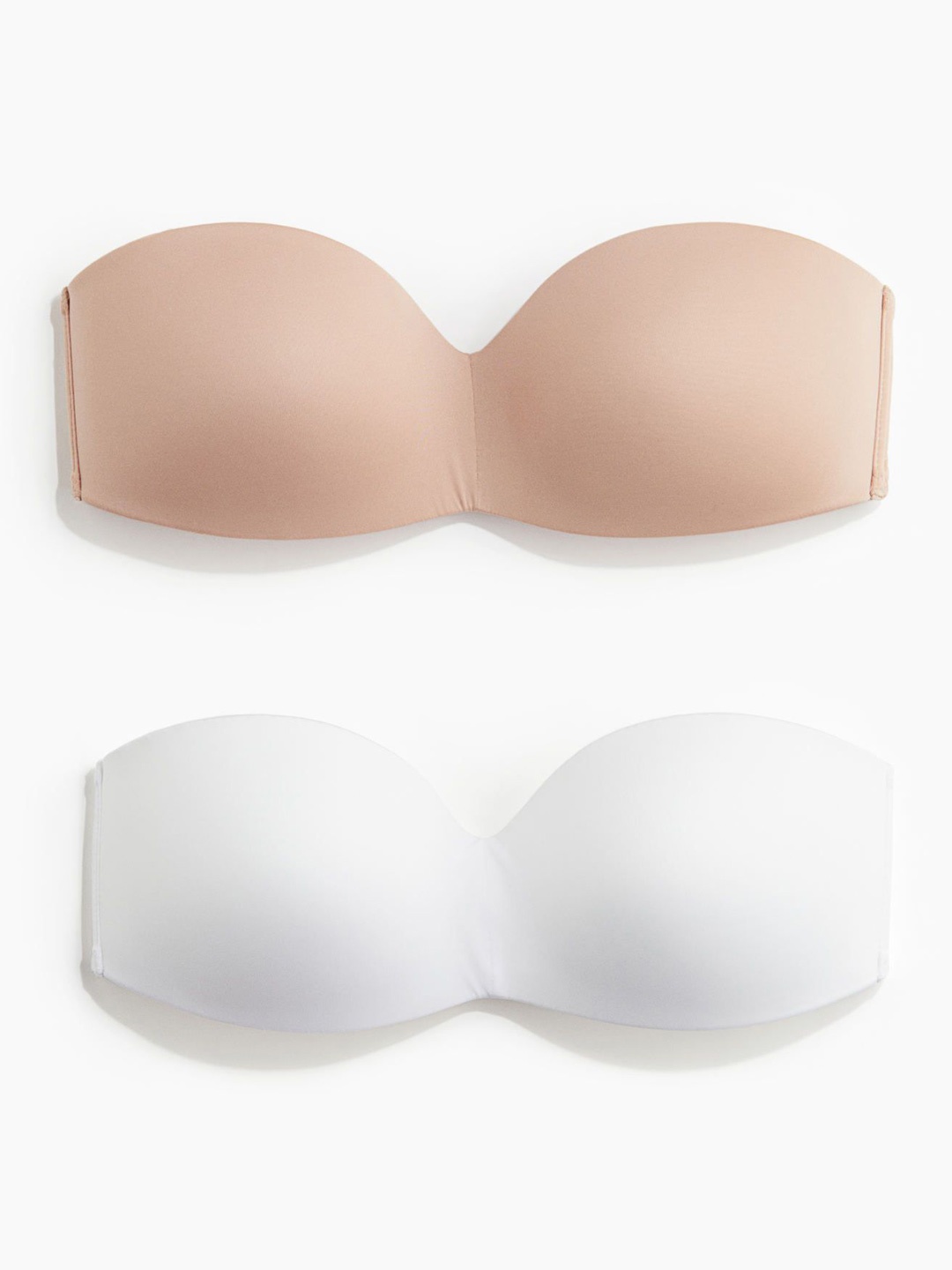 

H&M 2-Pack Padded Microfibre Bandeau Bras, White