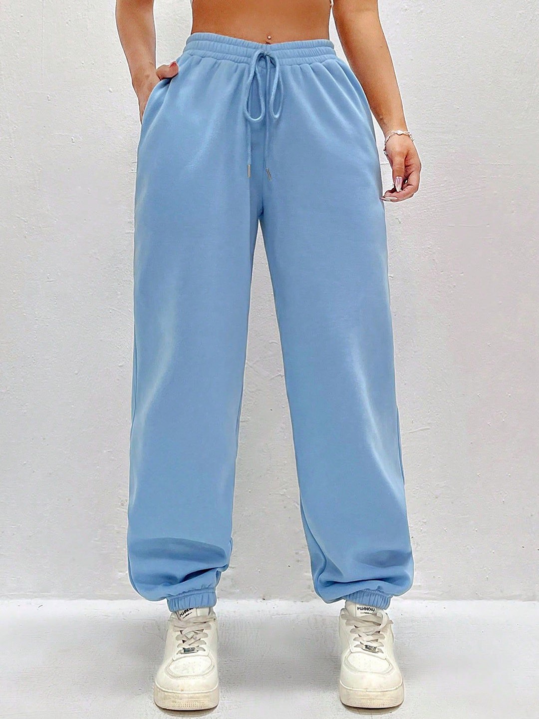 

dockstreet Women Relaxed Fit Pure Cotton Joggers, Blue