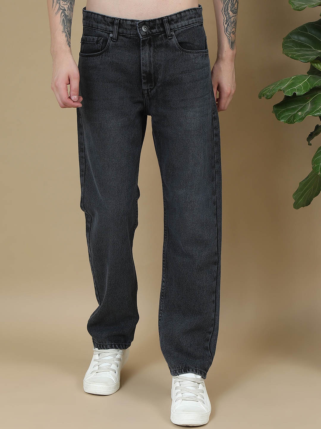 

FLYTIVE Men Comfort Relaxed Fit Light Fade Stretchable Jeans, Black