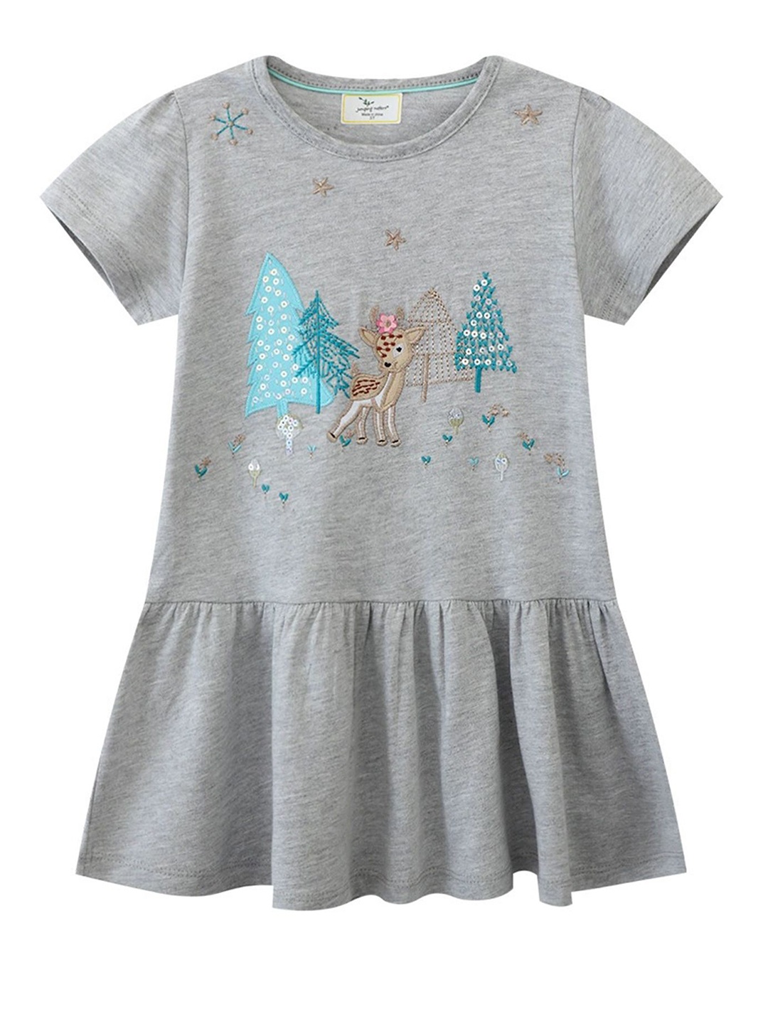 

LULU & SKY Girls Embroidered Nightdress, Grey