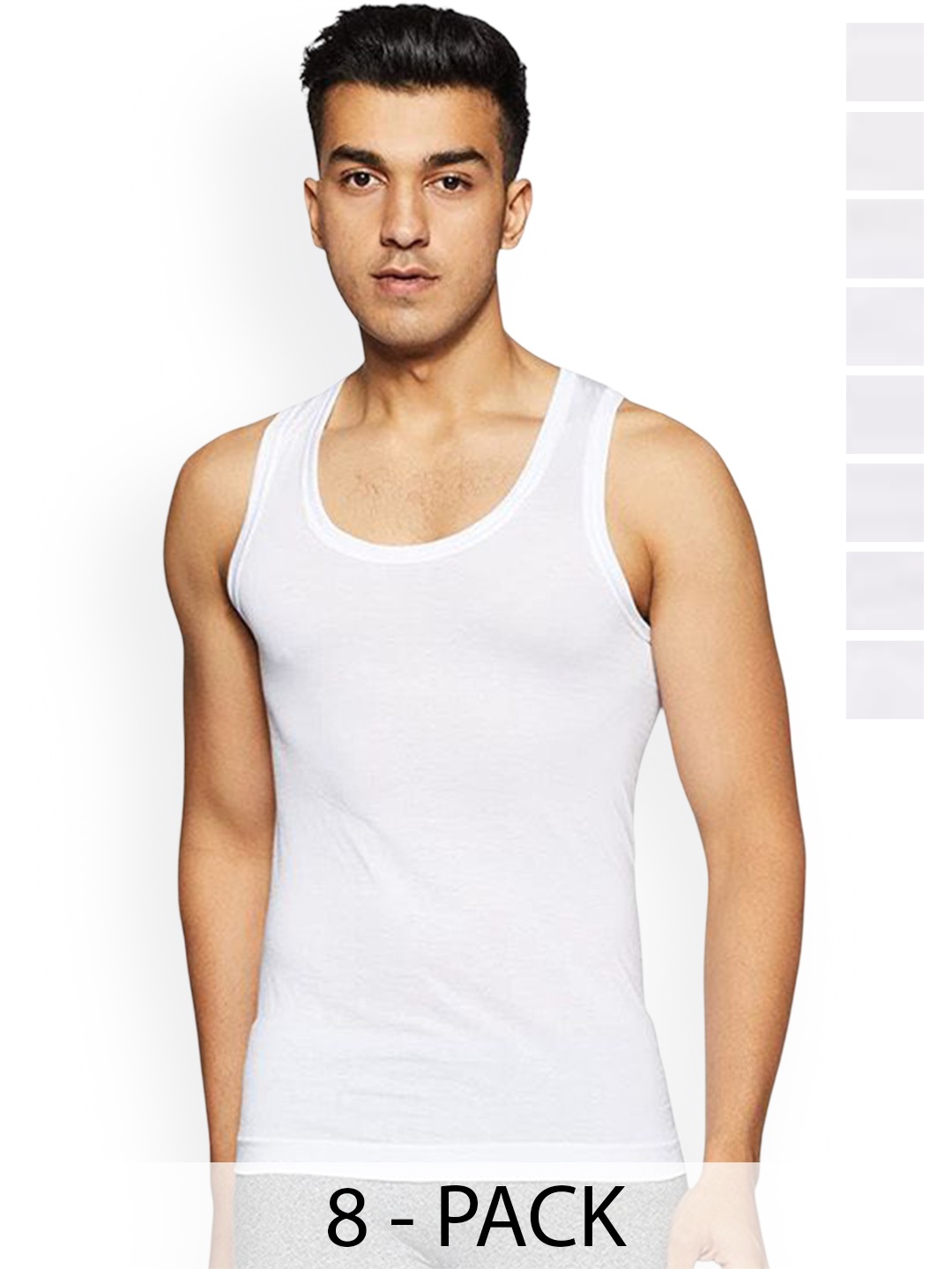 

Rupa Pack Of 8 Pure Cotton Innerwear Vests Frontline-Air-Whit-RN-8-85, White