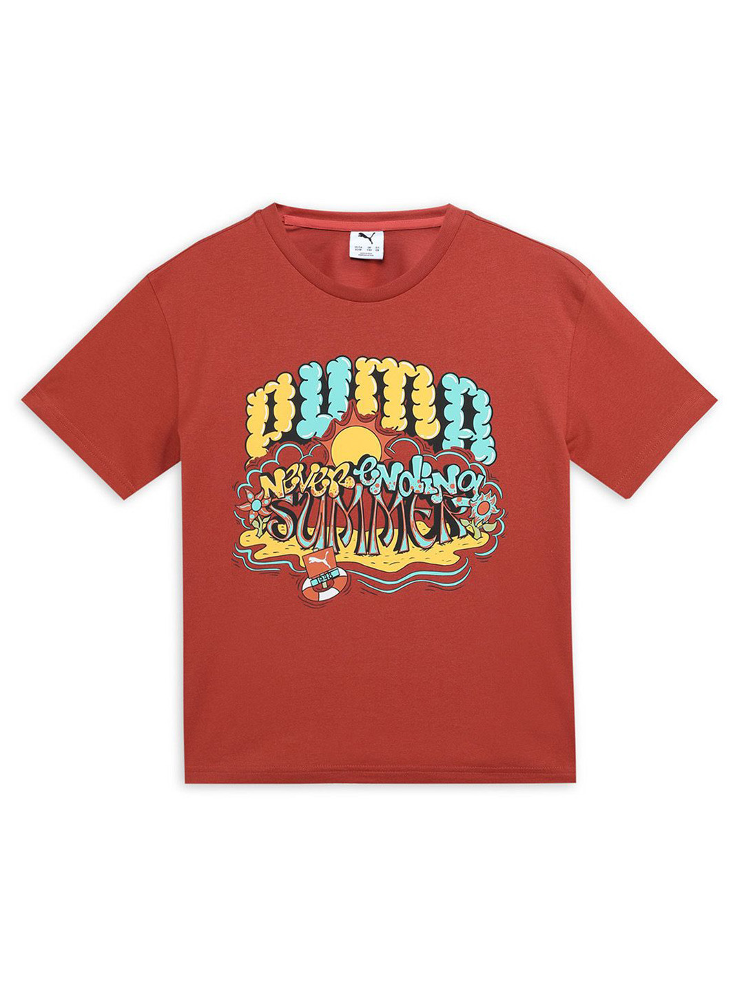 

Puma Boys Graphics Printed Pure Cotton Relaxed Fit T-Shirt, Red