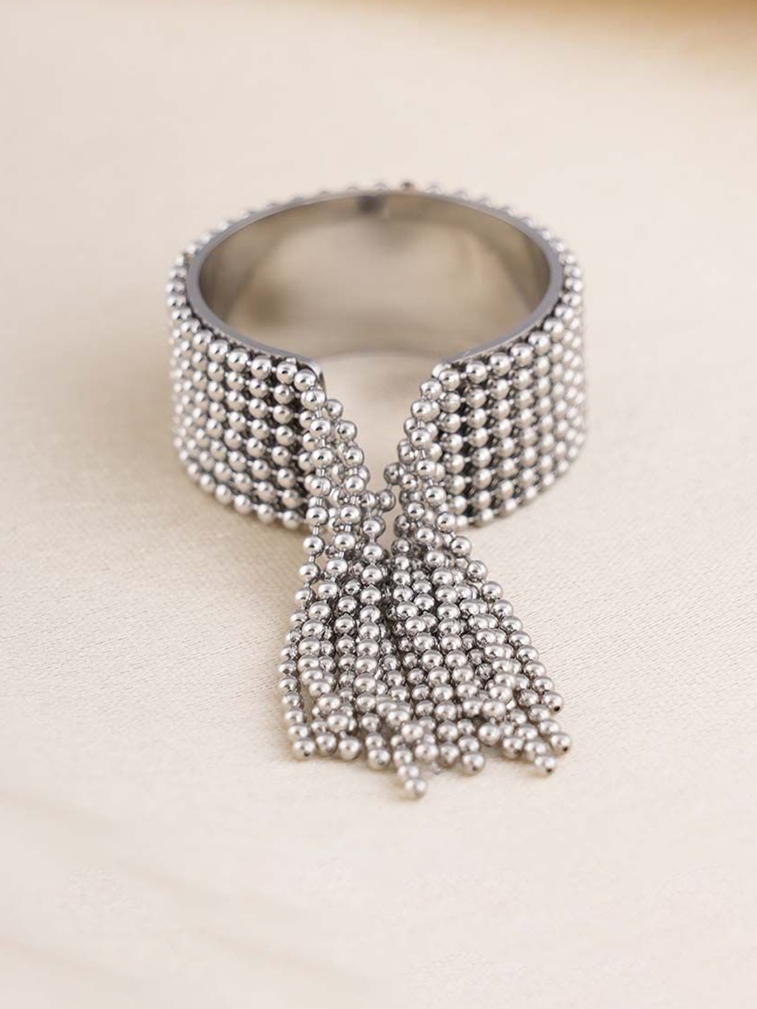 

PALMONAS Women Silver Plated Tassel Waterproof & Anti-Tarnish Ring