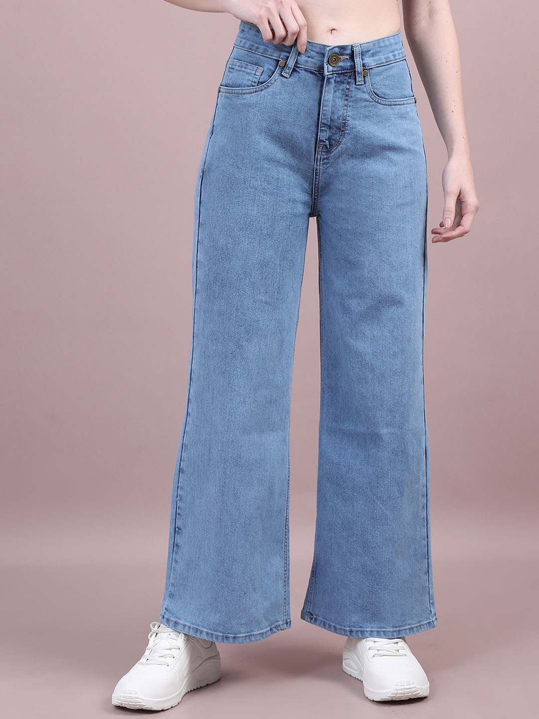 

ALTIVA Women Comfort Wide Leg Mid-Rise Stretchable Jeans, Blue