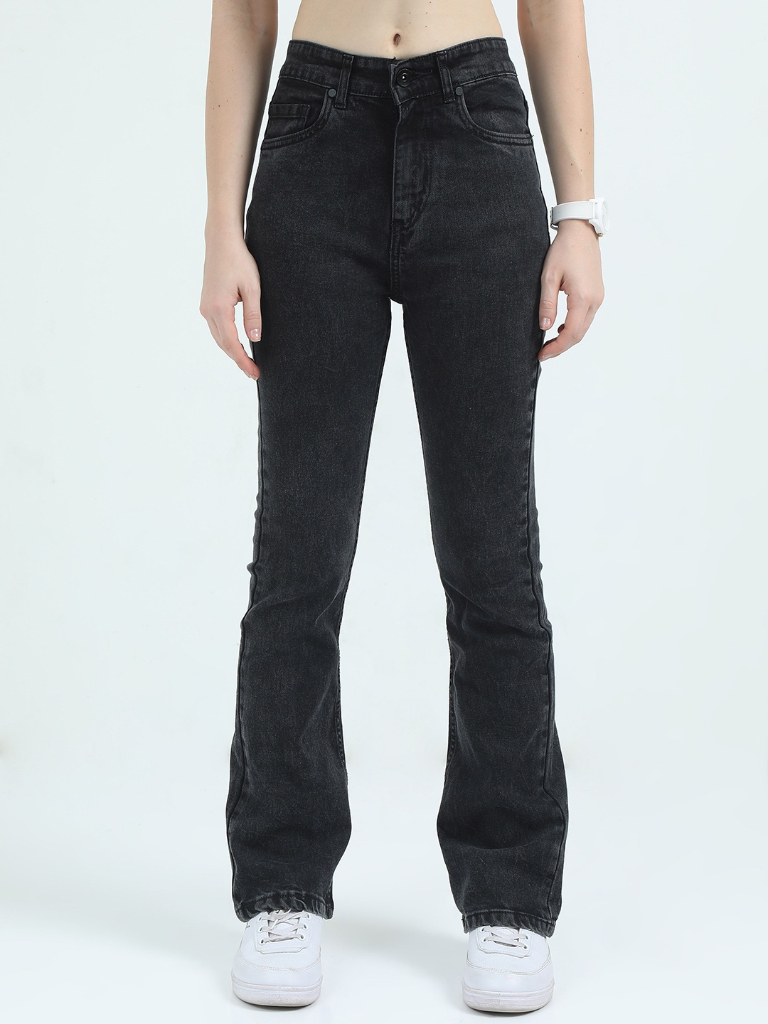 

ALTIVA Women Comfort High-Rise Light Fade Stretchable Bootcut Jeans, Black
