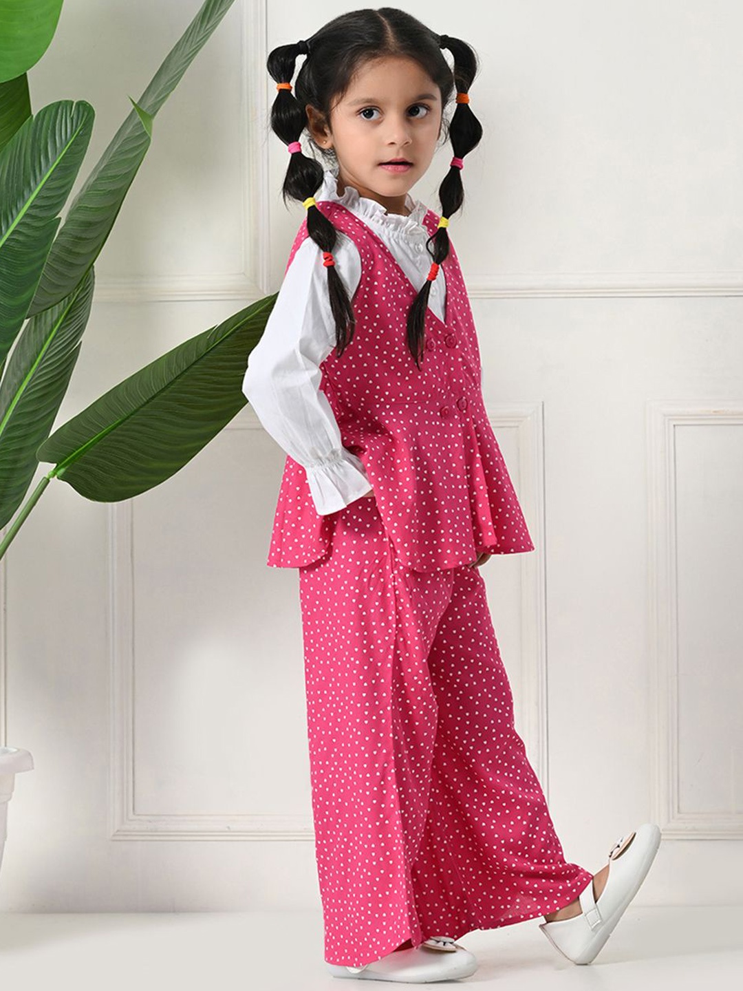 

Baesd Quirky Printed Round Neck Pure Cotton Top & Trousers, Pink