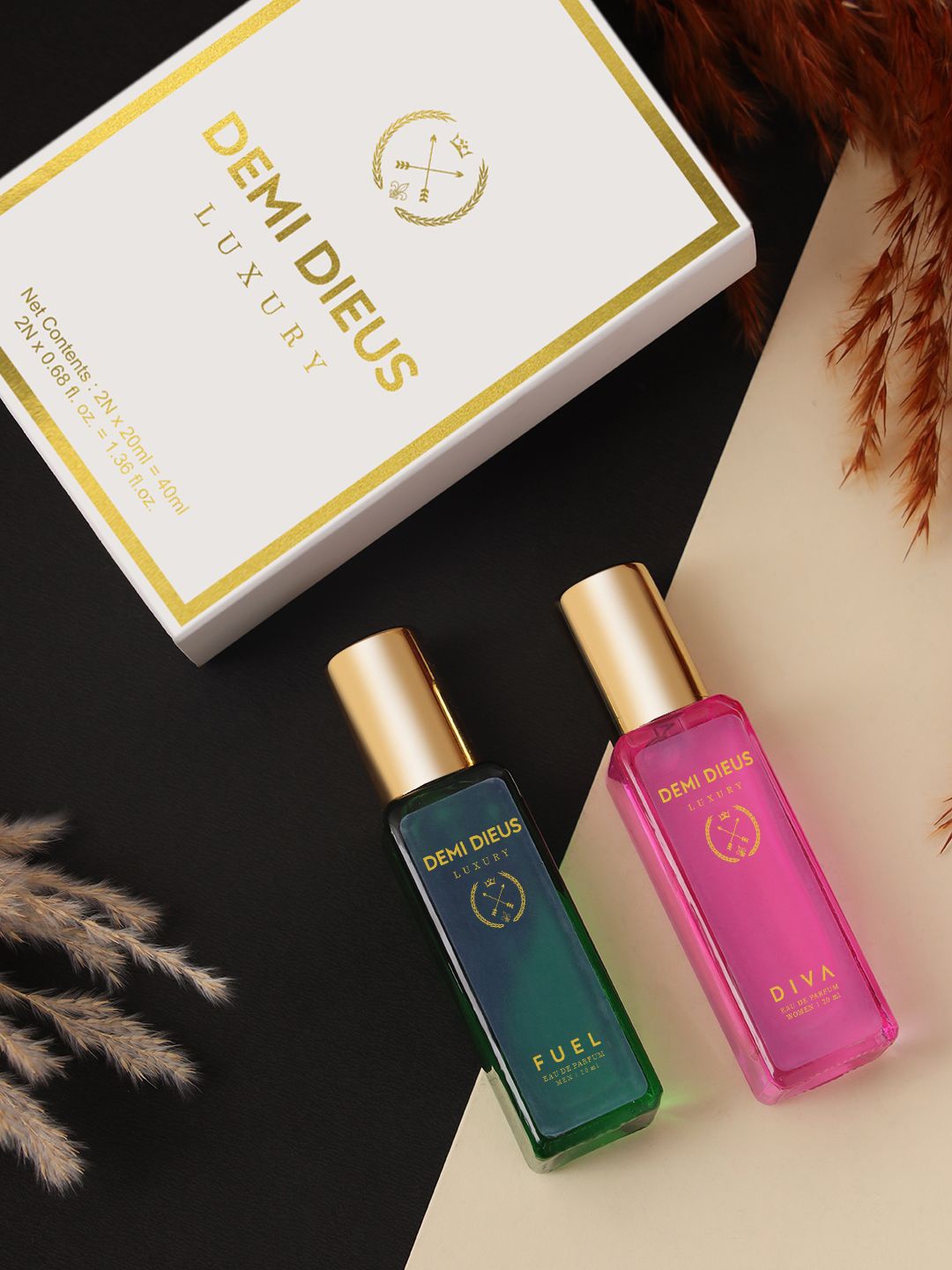 

DEMI DIEUS Set Of 2 Diva & Fuel Long Lasting Eau De Parfum - 20 ml Each, White