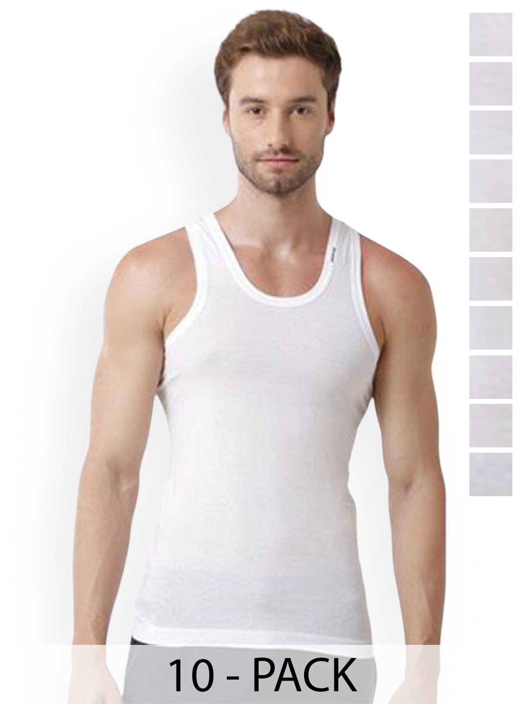

Rupa Pack Of 10 Pure Cotton Innerwear Vests Frontline-White-Vest-RN-10-85