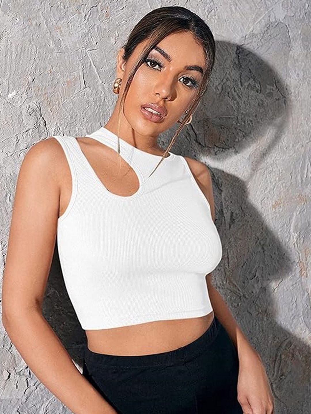

WESTCHIC Crepe Crop Top, White