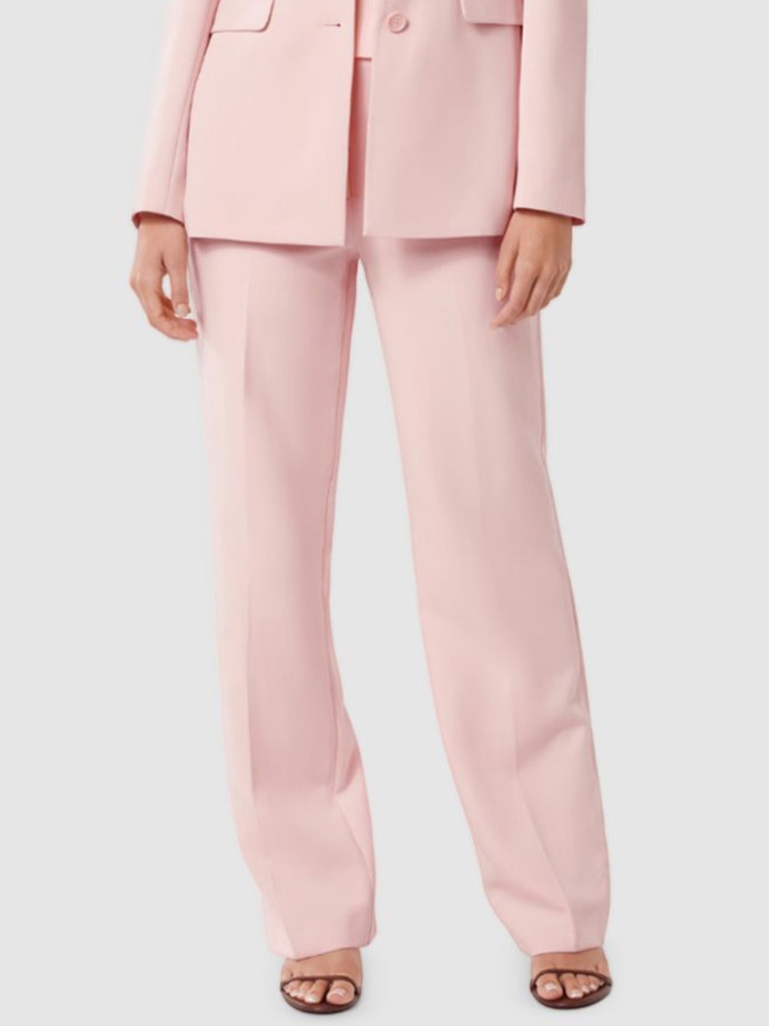 

Forever New Women Straight Fit High-Rise Trousers, Pink