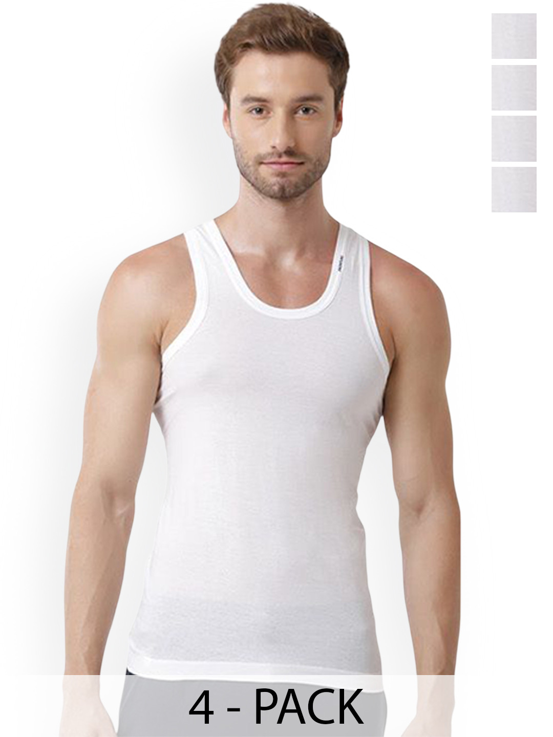 

Rupa Pack Of 4 Pure Cotton Undershirt Vests Frontline-White-Vest-RN-4-95