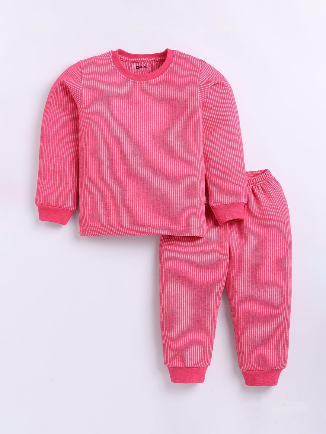 

MooNKids Infants Striped Thermal Set, Pink