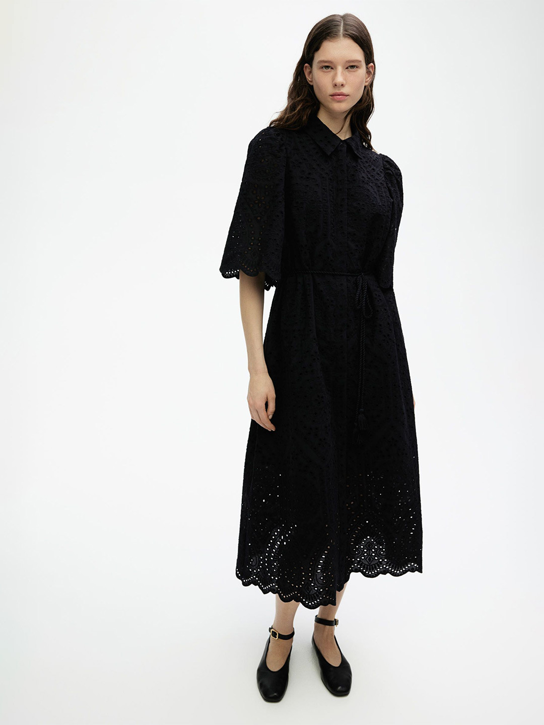 

H&M Broderie Anglaise Shirt Dress, Black