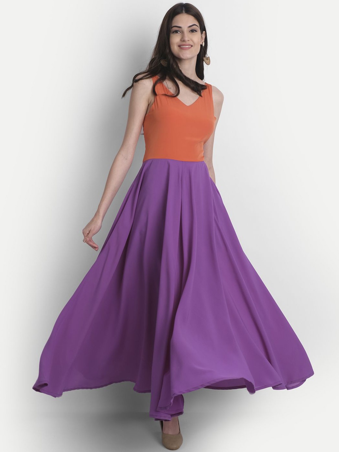 

MISS HAUTE Colourblocked Crepe Maxi Dress, Purple