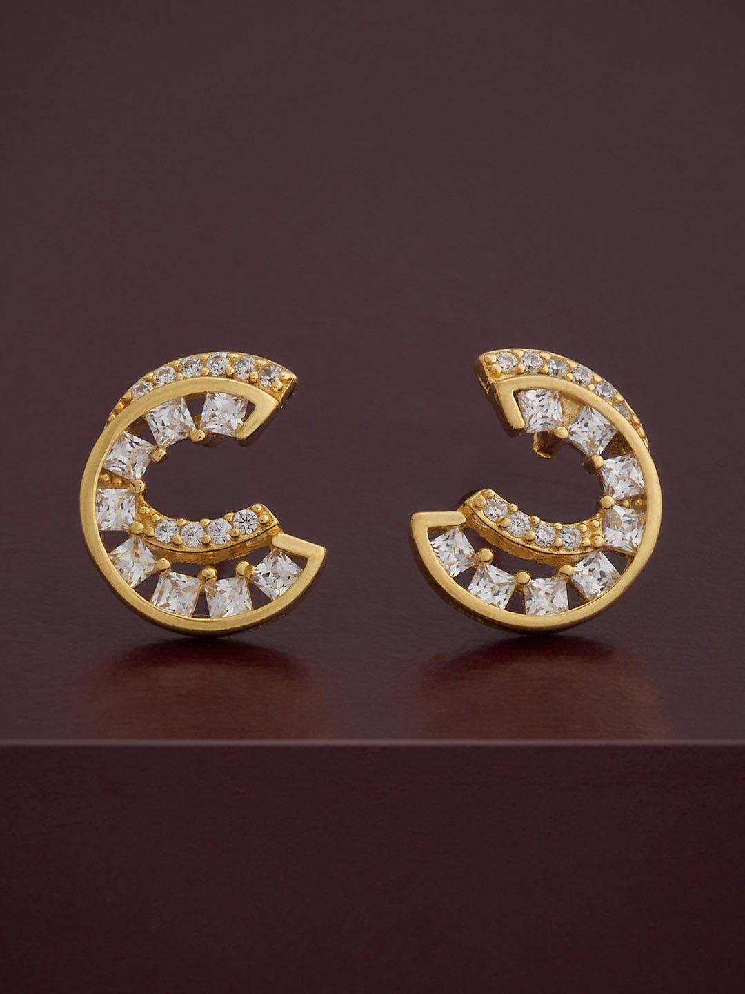 

Kushal's Fashion Jewellery 92.5 Silver Gold-Plated Zircon Classic Studs, White