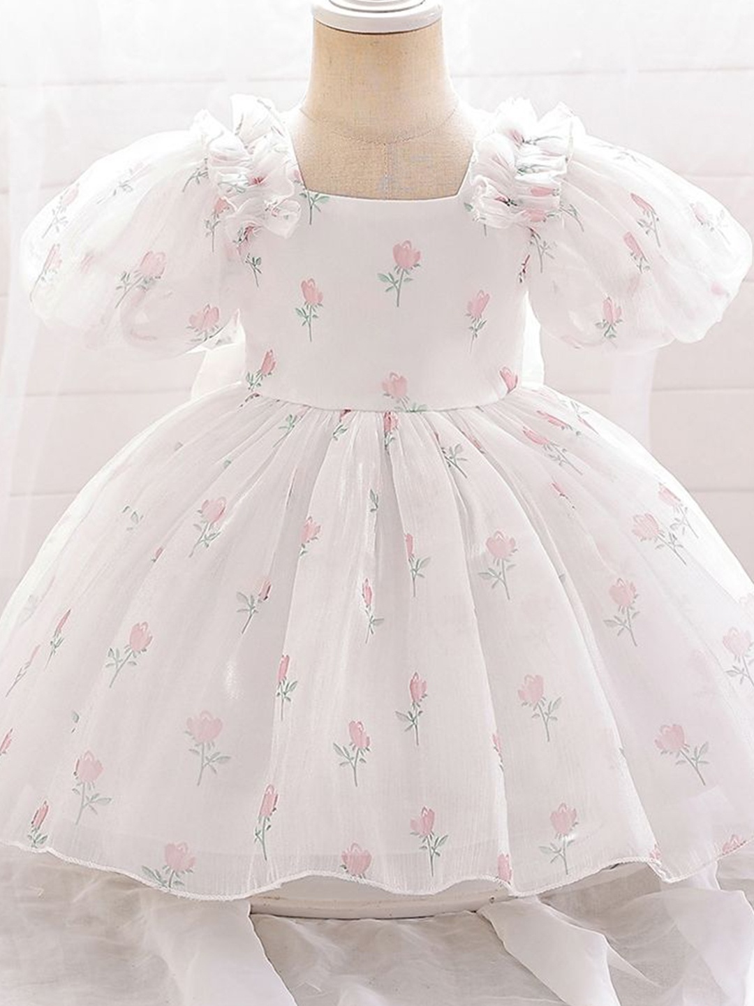 

LULU & SKY Girls Floral Printed Fit & Flare Dress, White