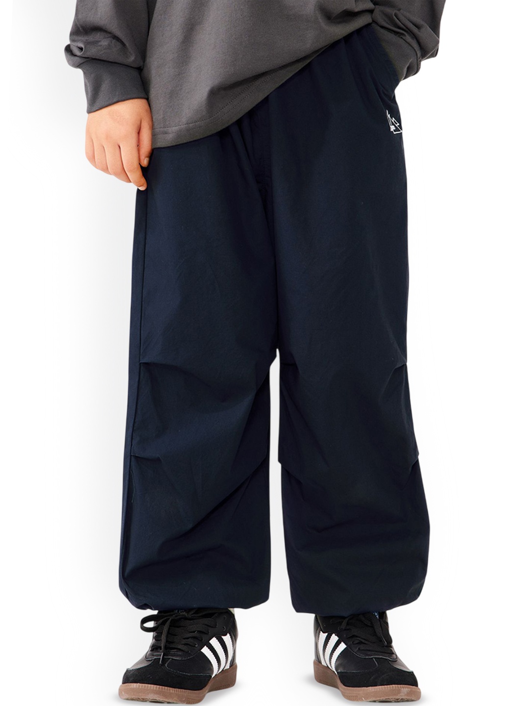 

LULU & SKY Girls Cotton Tapered Fit High-Rise Trouser, Navy blue