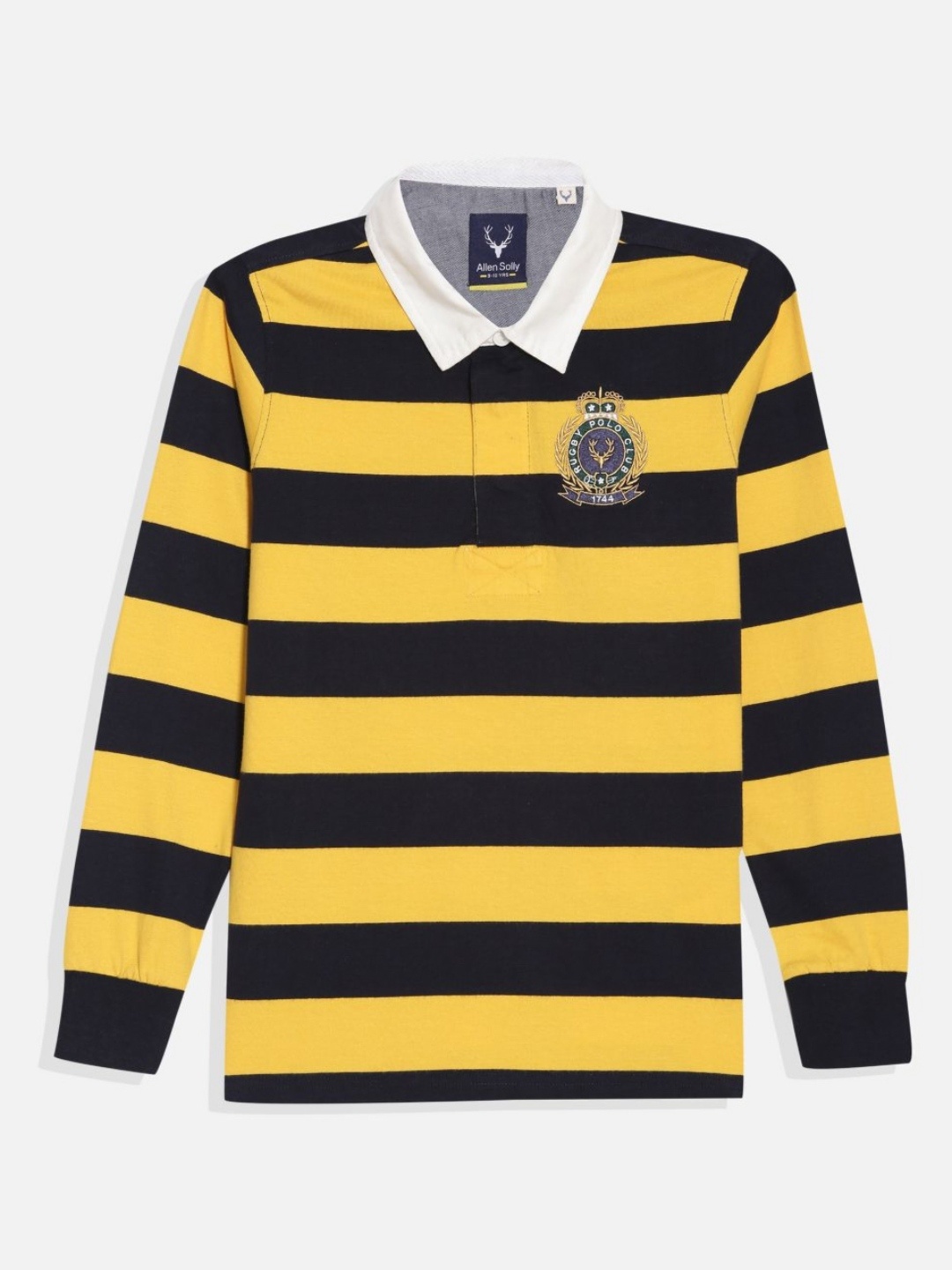 

Allen Solly Junior Boys Striped Polo Collar Cotton T-shirt, Yellow
