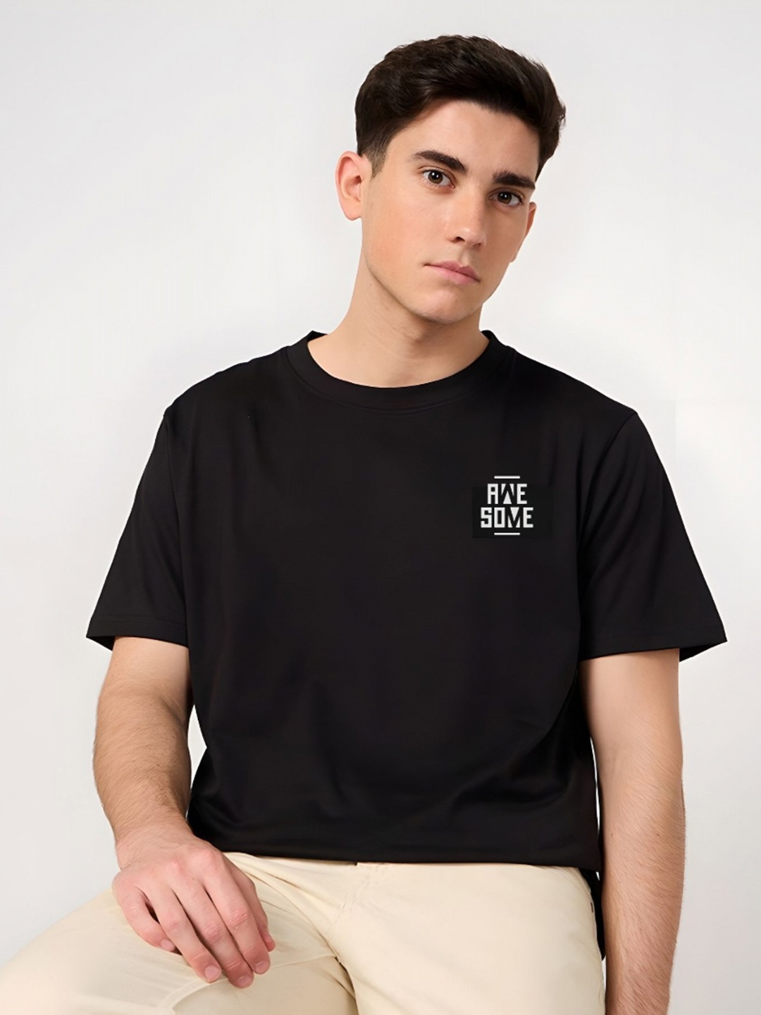

Moda Rapido Men Typography Printed Round Neck Cotton Relaxed Fit T-shirt, Black