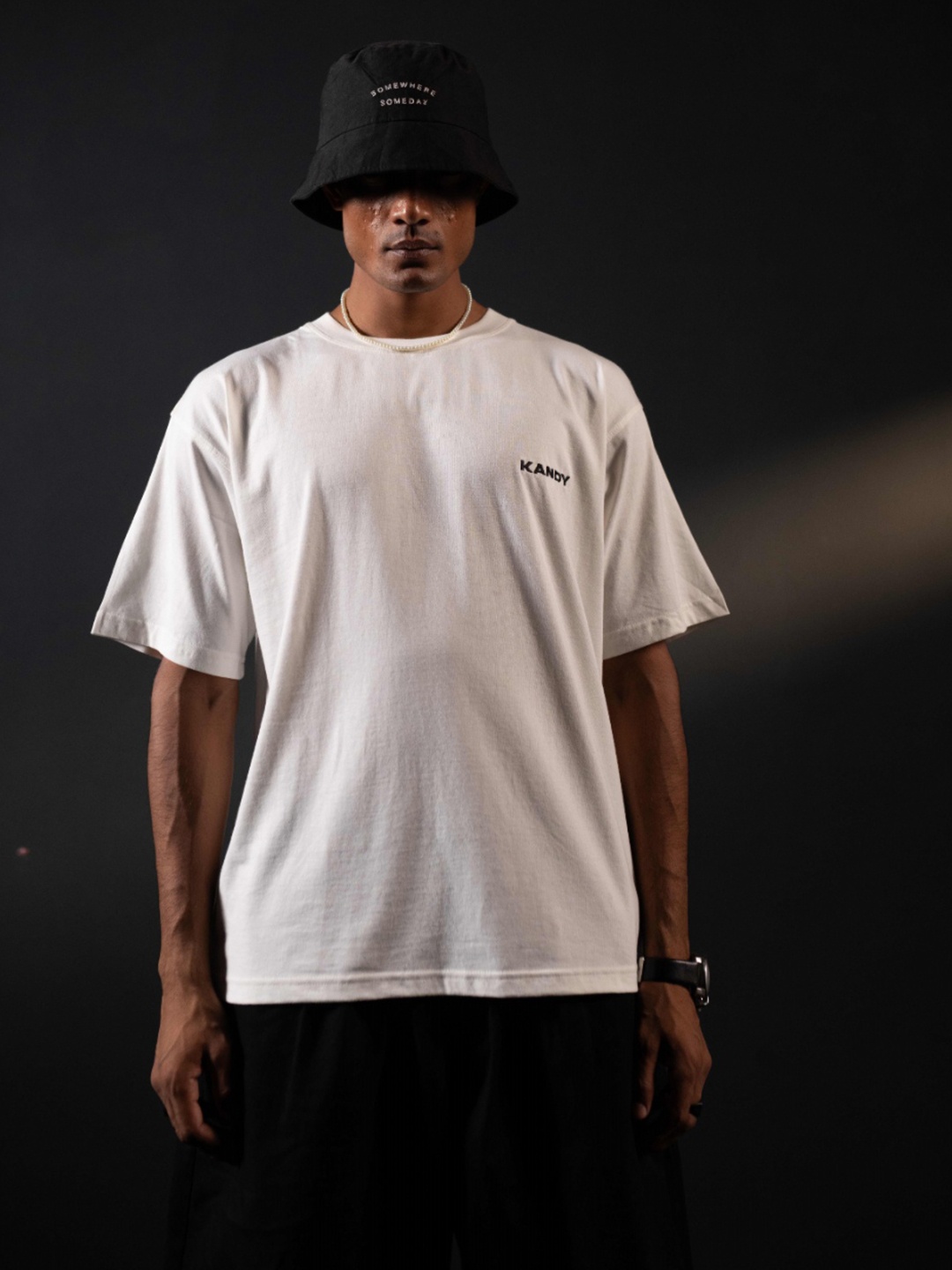 

Kandy Men Typography Printed Round Neck Oversized T-shirt, White