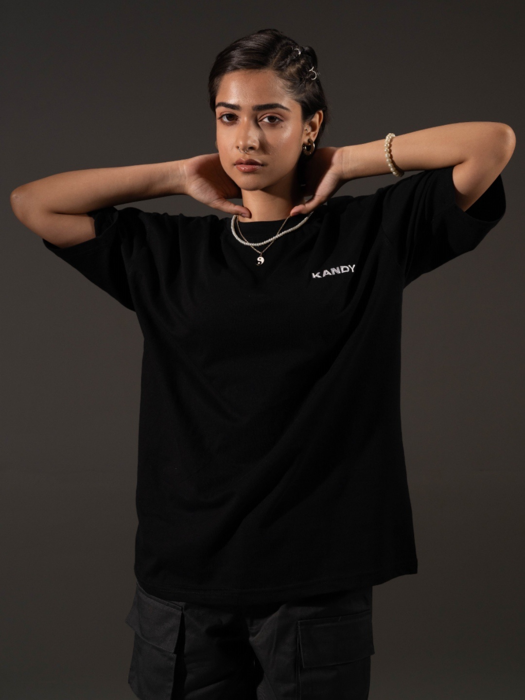 

Kandy Men Typography Printed Round Neck Oversized T-shirt, Black
