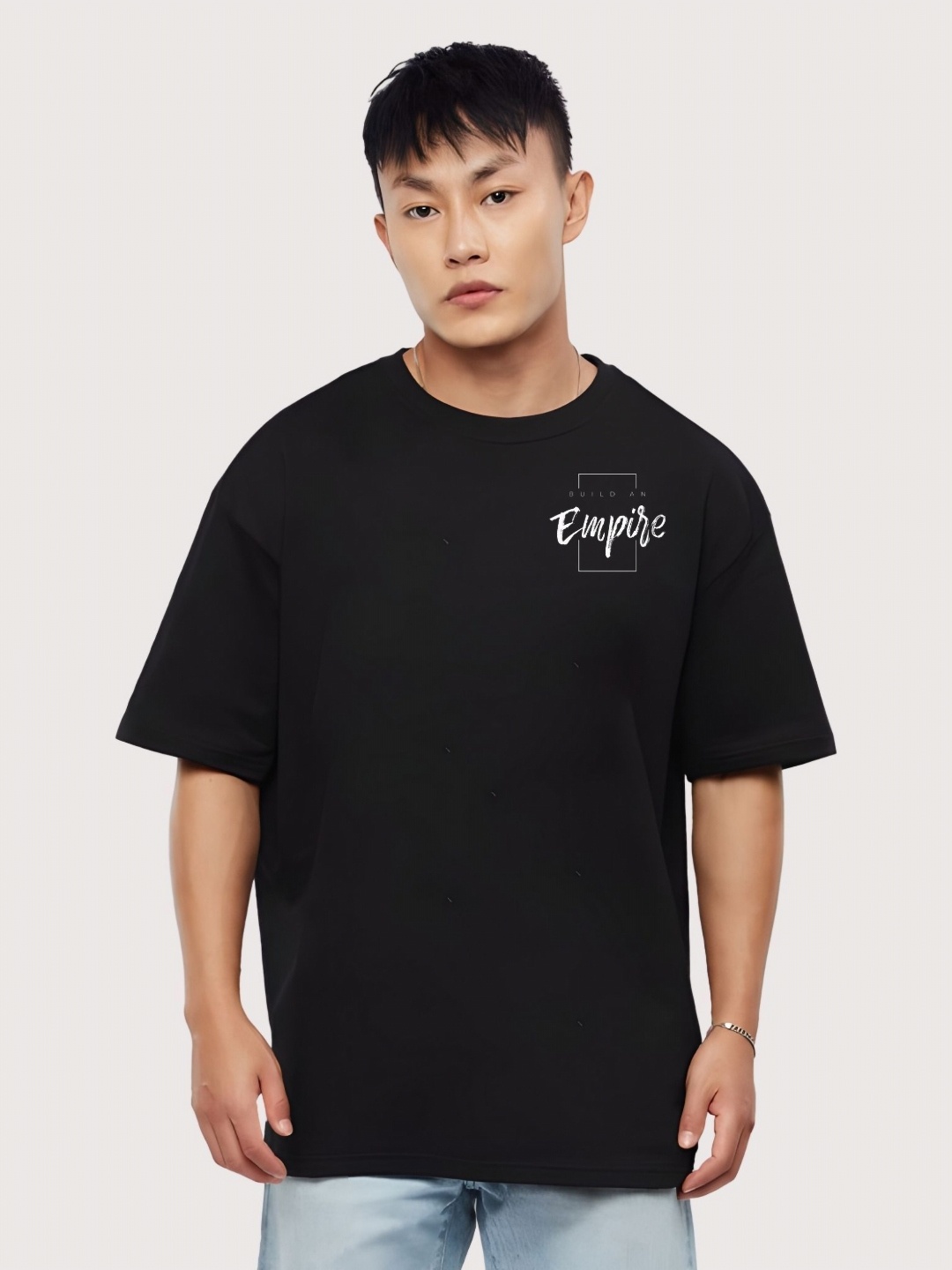 

Moda Rapido Men Typography Printed Round Neck Cotton Oversized T-shirt, Black