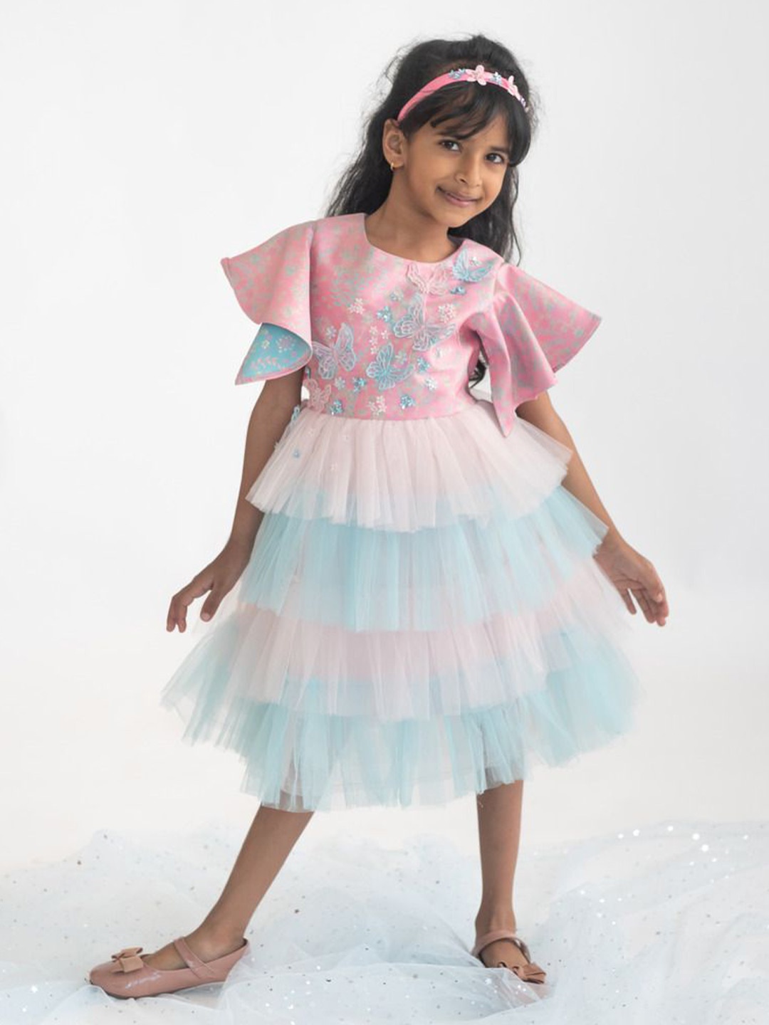 

A Little Fable Flared Sleeve Fit & Flare Dress, Multi