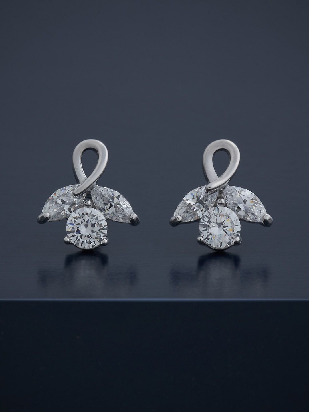 

Kushal's Fashion Jewellery 92.5 Sterling Silver Rhodium-Plated Stone Studded Earrings