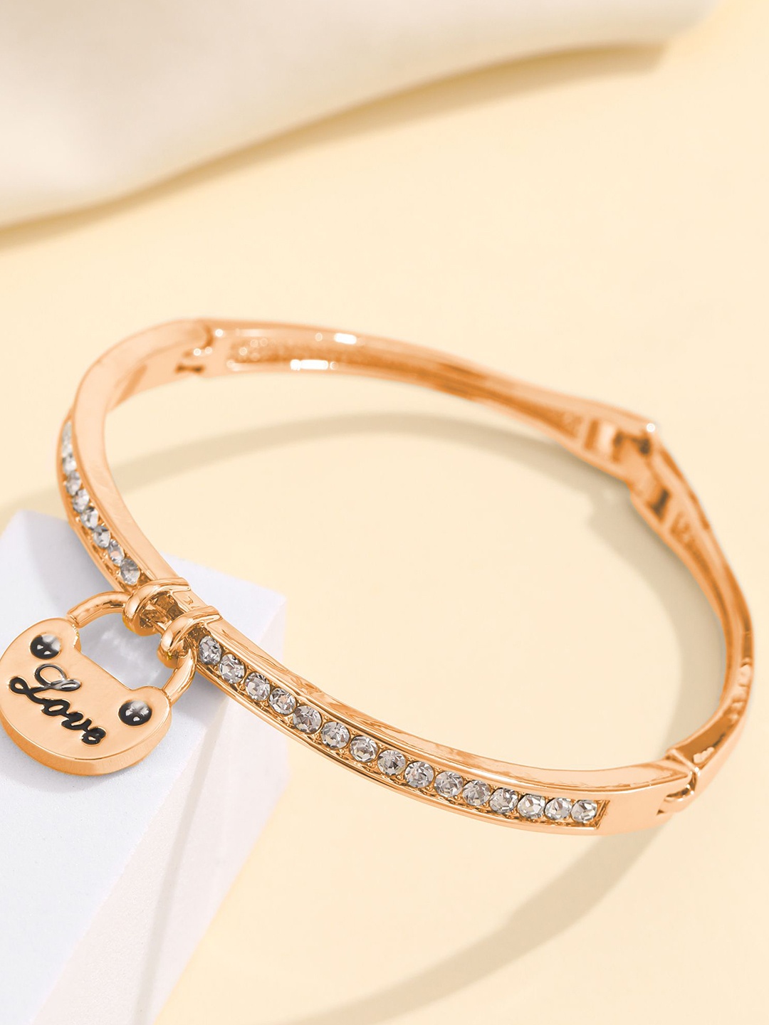 

Shining Diva Fashion Rose Gold-Plated Crystals Studded Wraparound Bracelet