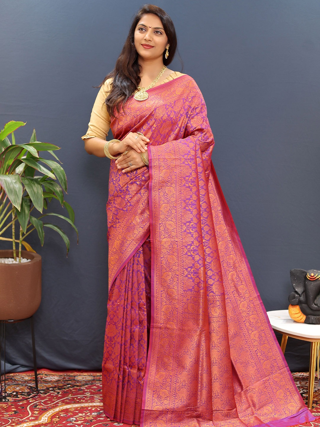 

Kandora Woven Design Pure Silk Paithani Saree, Purple