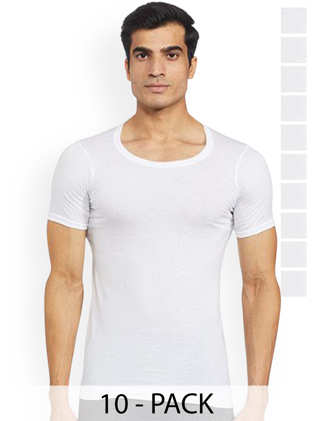 

Rupa Pack Of 10 Pure Cotton Undershirt Vests Frontline-Sky-White-RNS-10-95