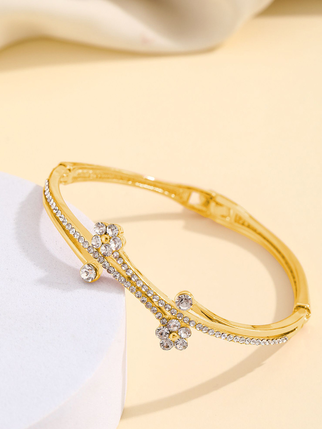 

Shining Diva Fashion Gold-Plated Crystals Studded Wraparound Bracelet