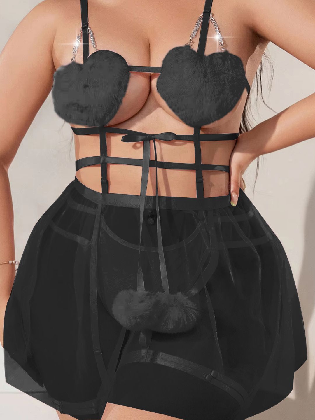 

KRENOZ Net Baby Doll, Black