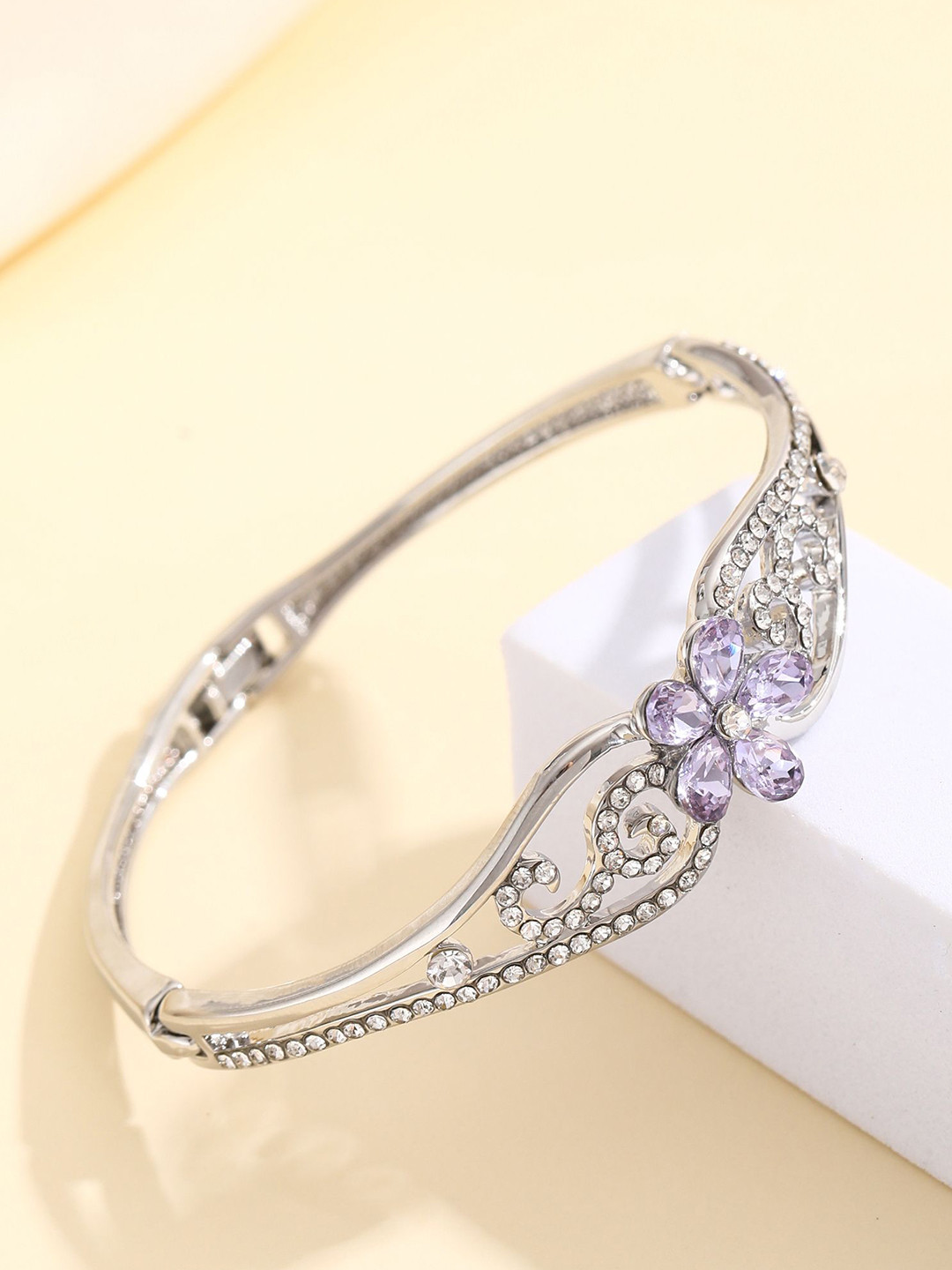 

Shining Diva Fashion Silver-Plated Crystals Studded Wraparound Bracelet