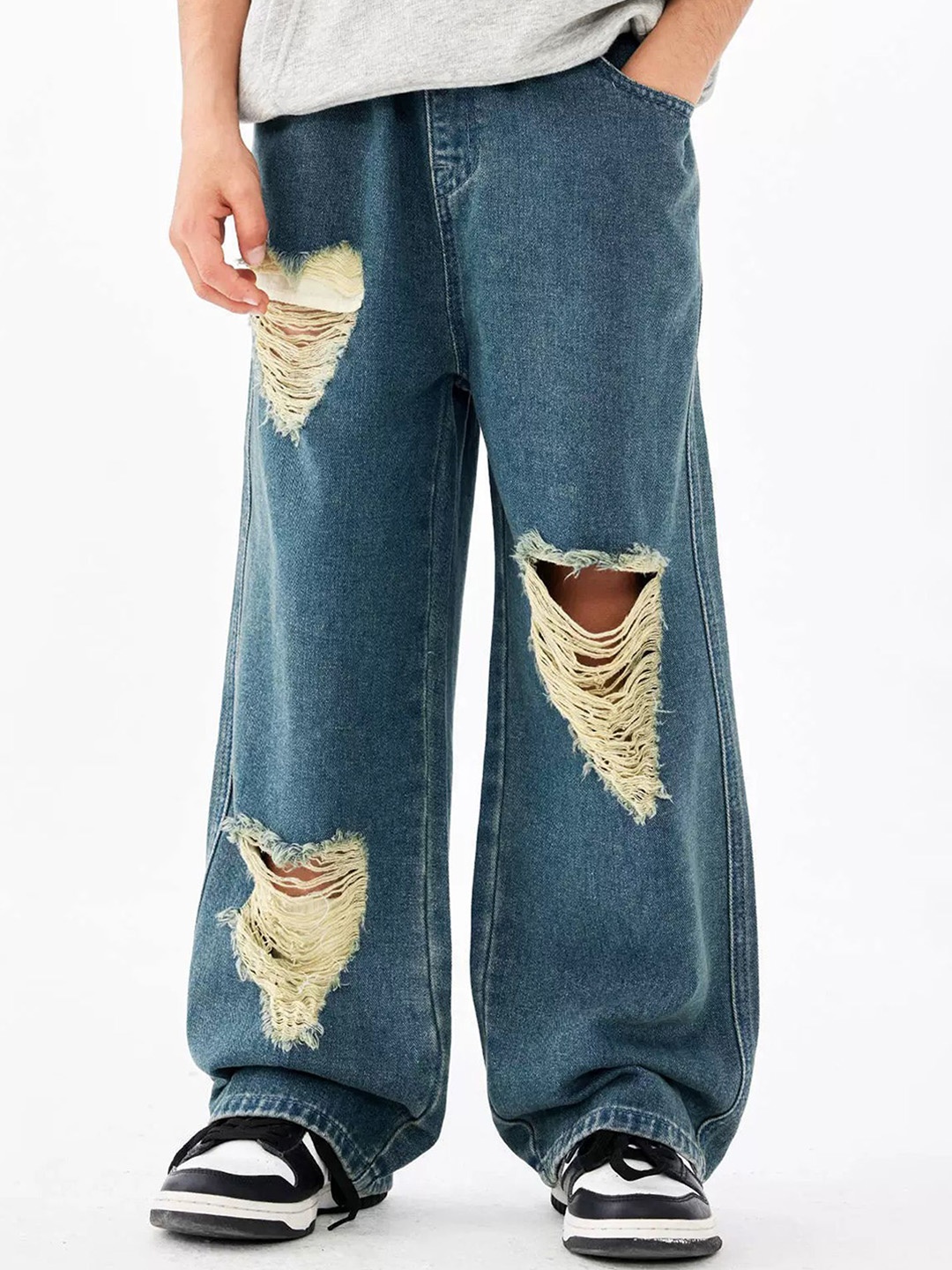 

LULU & SKY Girls High-Rise Highly Distressed Jeans, Blue