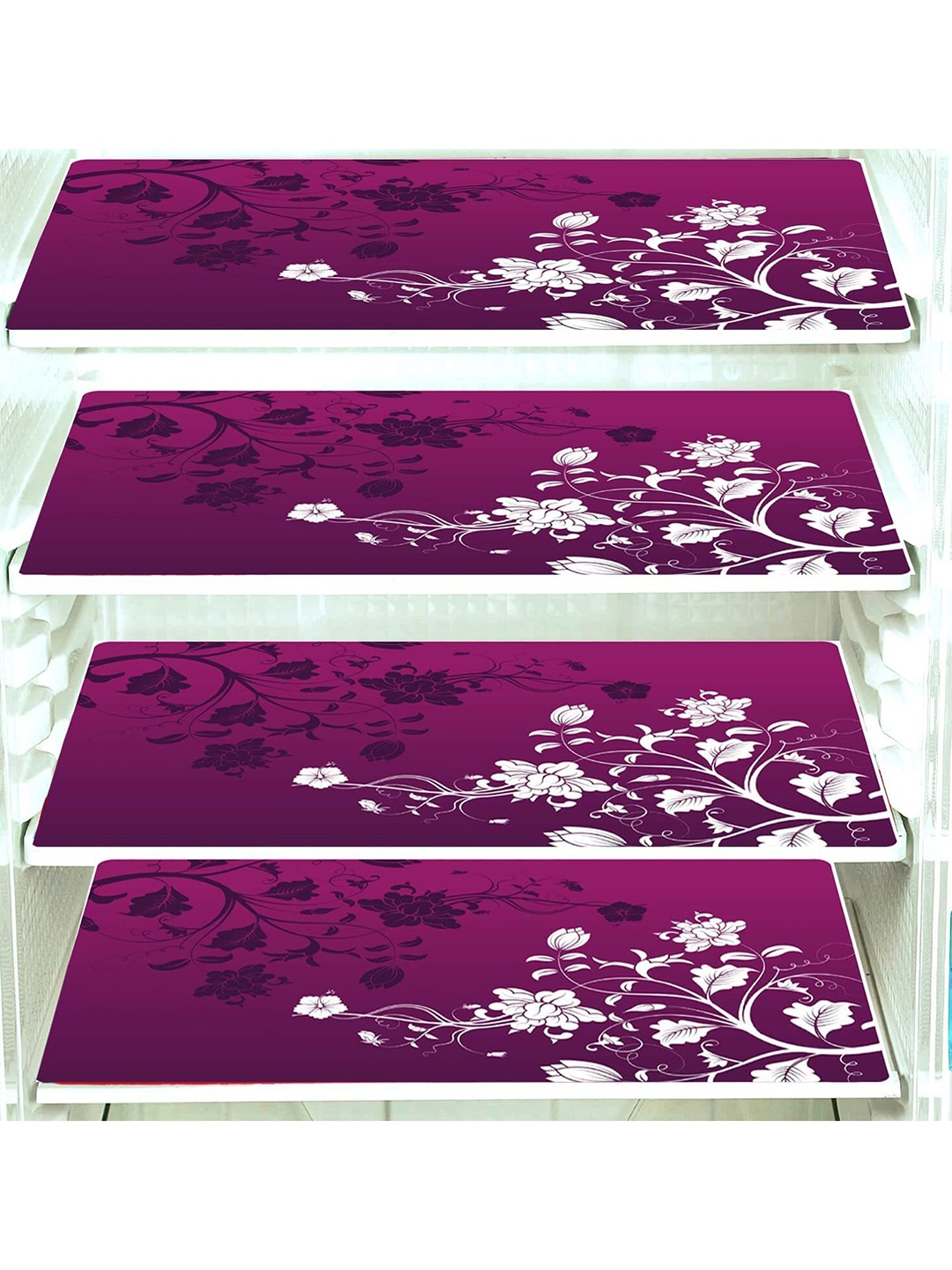 

Dakshya Industries Purple & White 4 Pieces Floral Printed Fridge Appliance covers