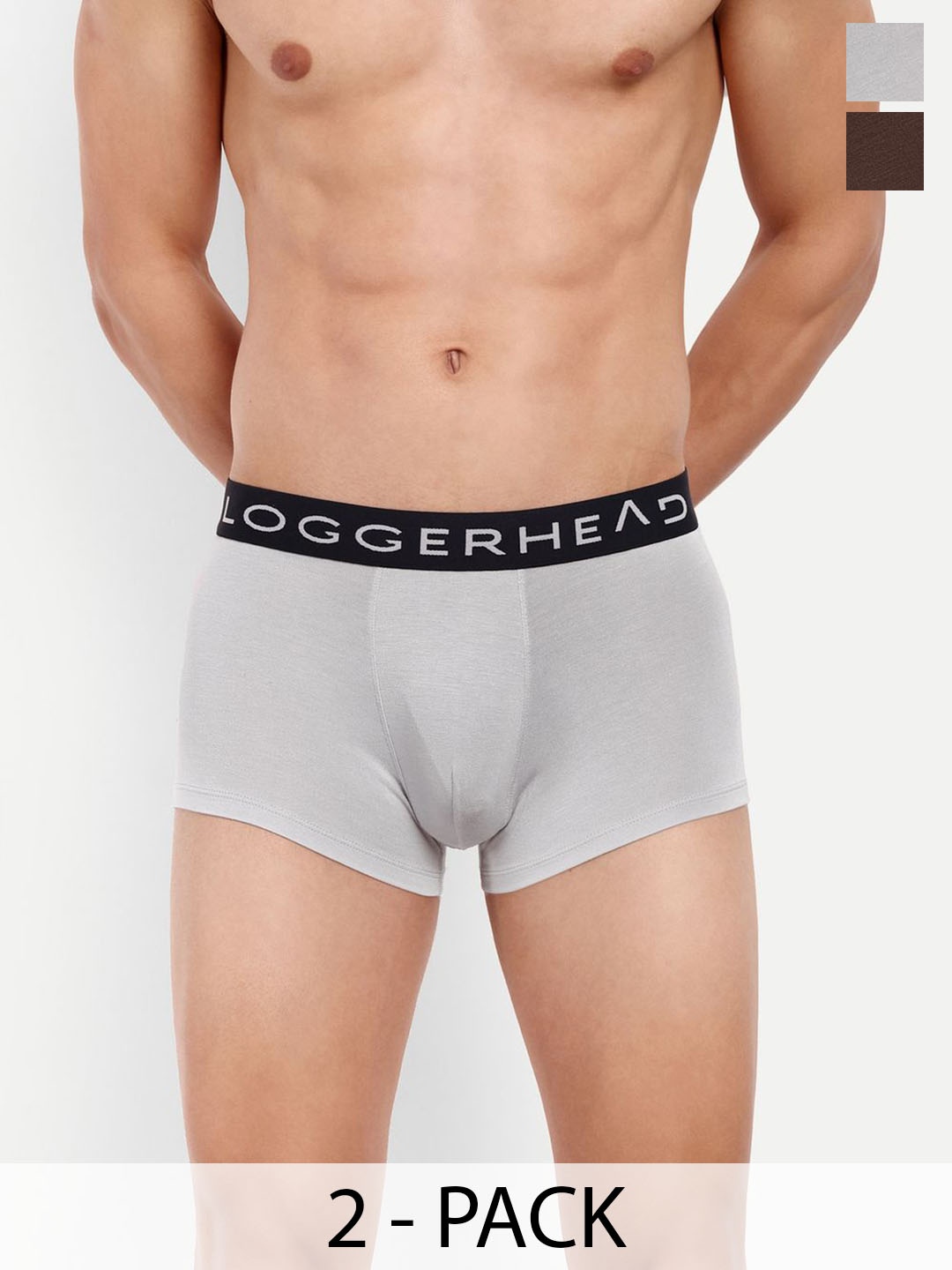 

LOGGERHEAD Pack Of 2 Mid Rise Trunks - LHMT013-Bitter-Harbar-Bitter-Harbar, Grey