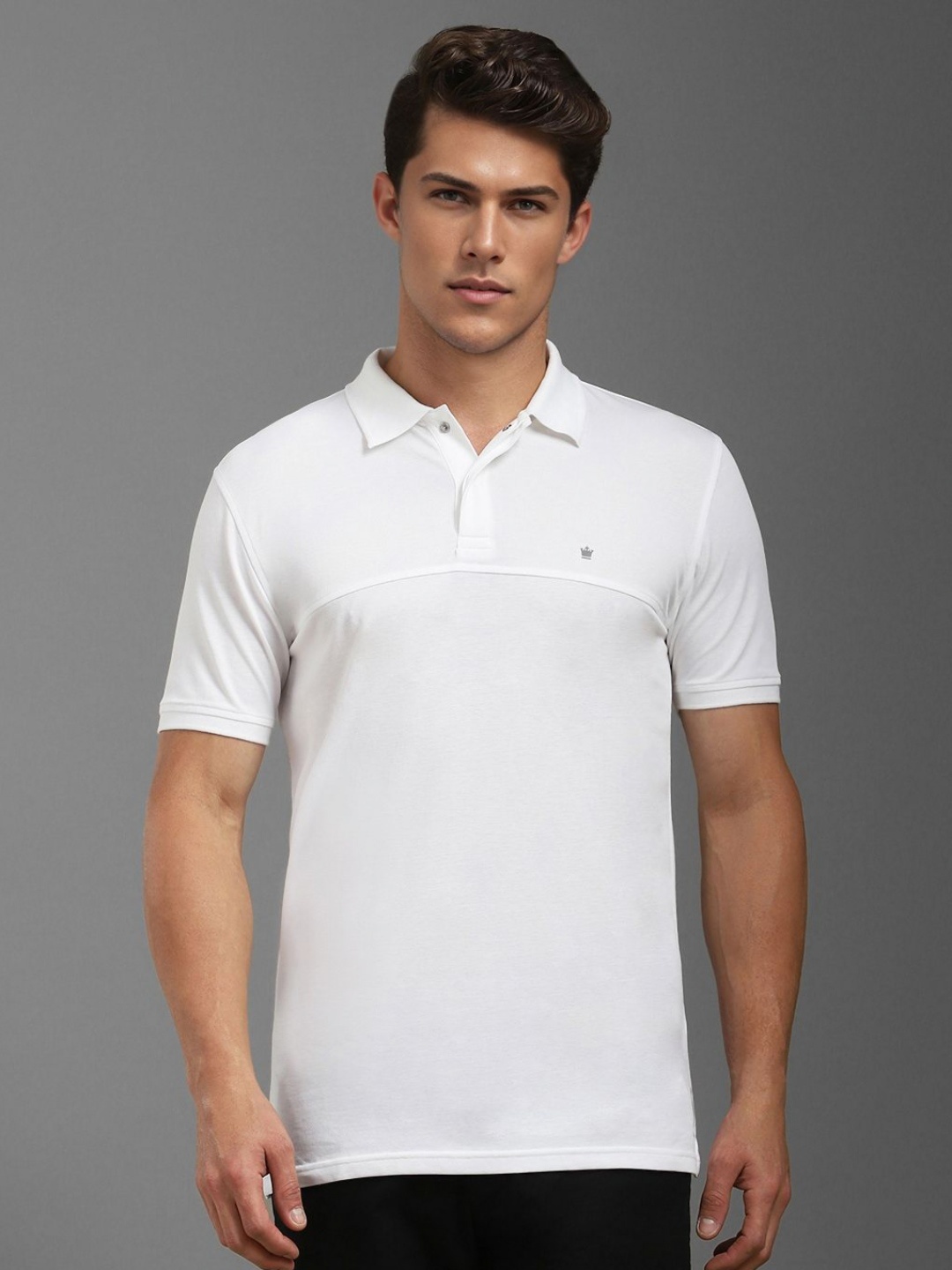 

Louis Philippe Men Solid Polo Collar Cotton Slim Fit T-shirt, White