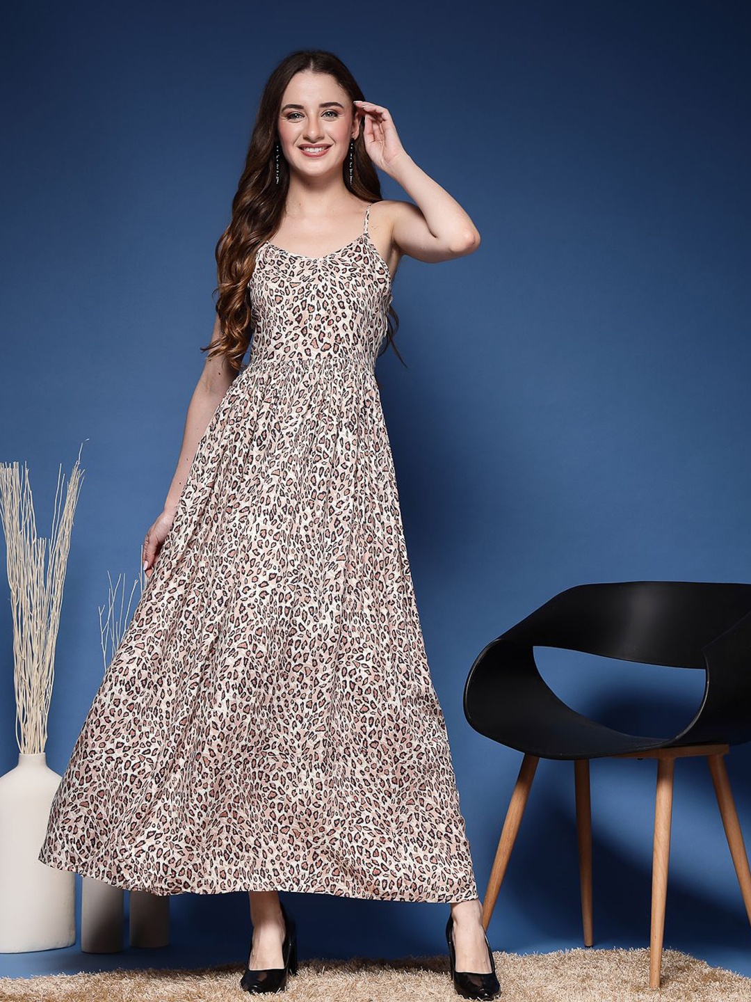 

GLAMALUE Animal Print Maxi Dress, Brown