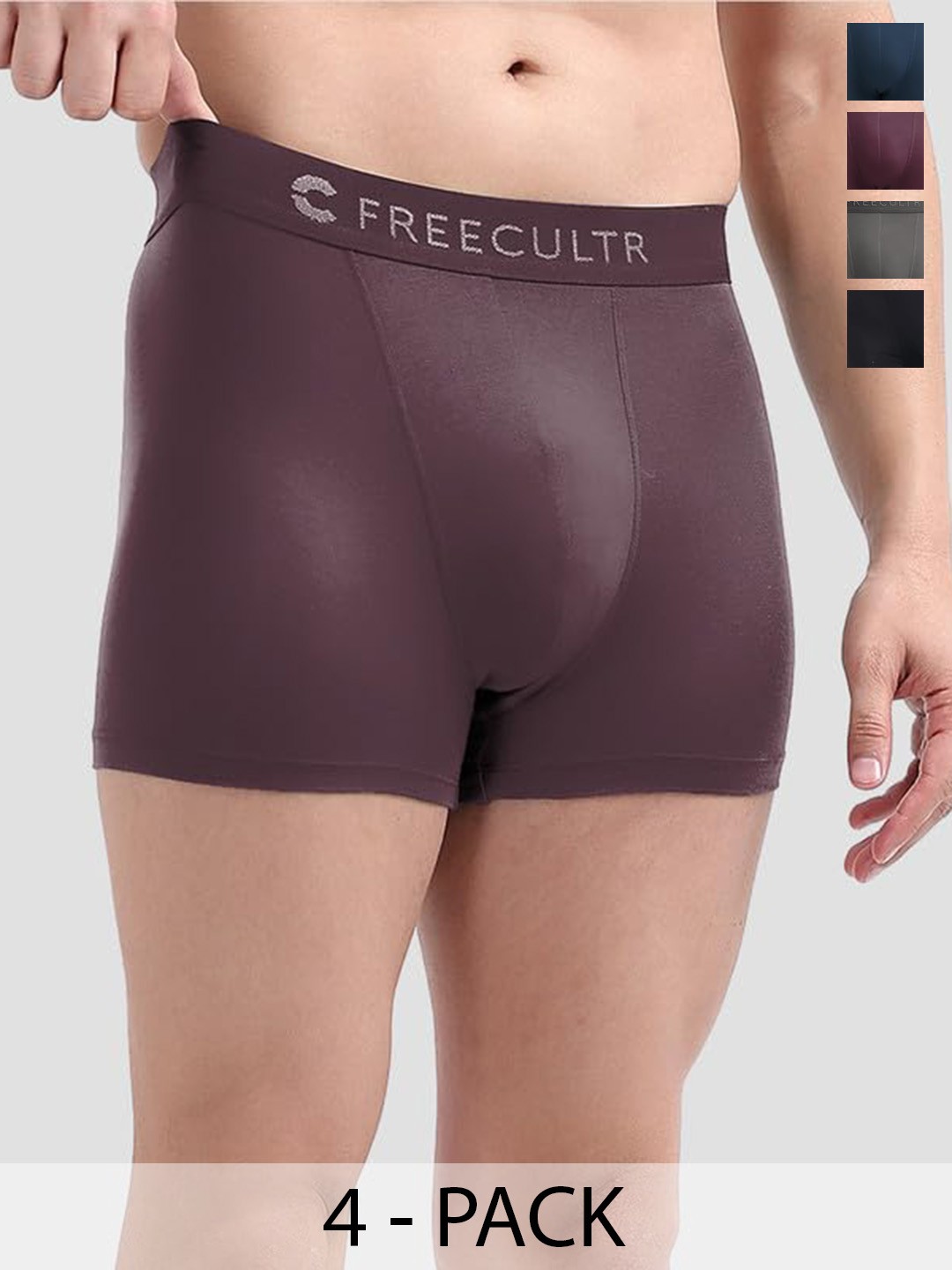 

FREECULTR Pack Of 4 Anti-Bacterial Trunks, Burgundy